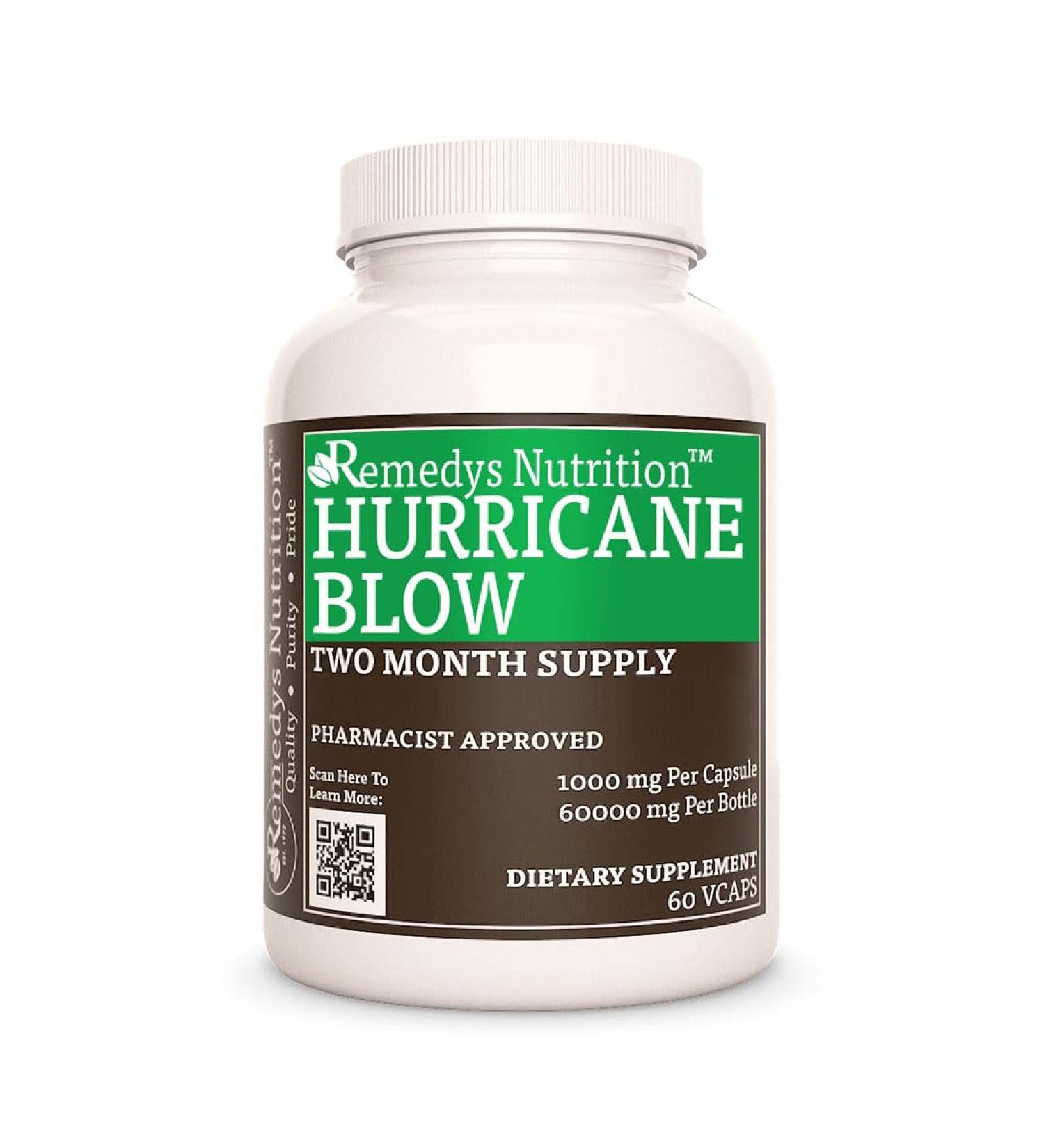 Remedy s Nutrition Hurricane Blow (Herbal Laxative) | 1 000mg 60 Vegan Capsules Dietary Supplement Capsules | Two Month Supply - Buy Online on GoSupps.com