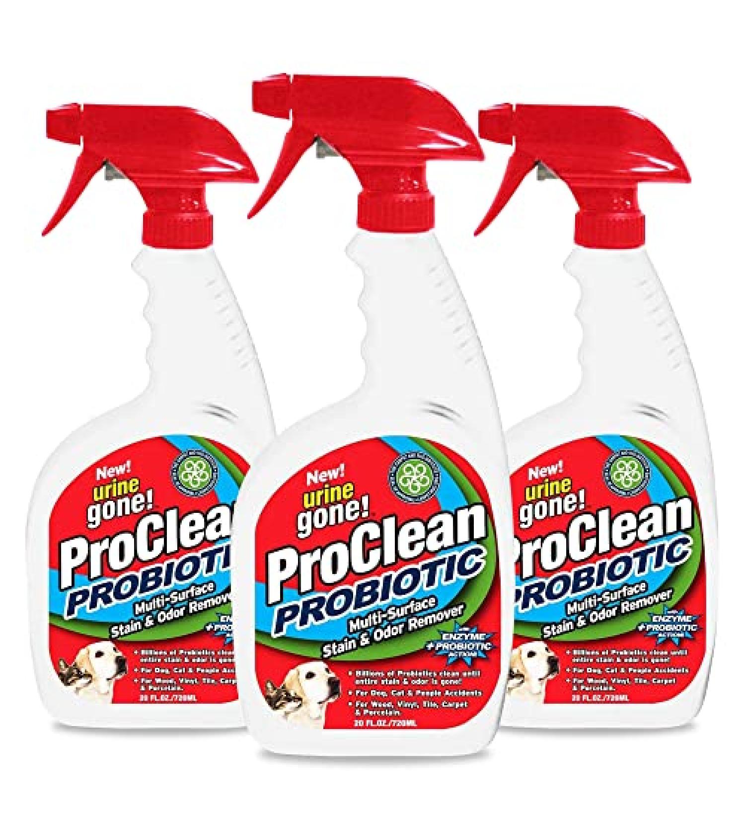 Urine Gone ProClean Stain Remover & Odor Eliminator - Probiotic Multi Surface Cleaner 20 Fl Oz (3 Pack) - Buy Online on GoSupps.com