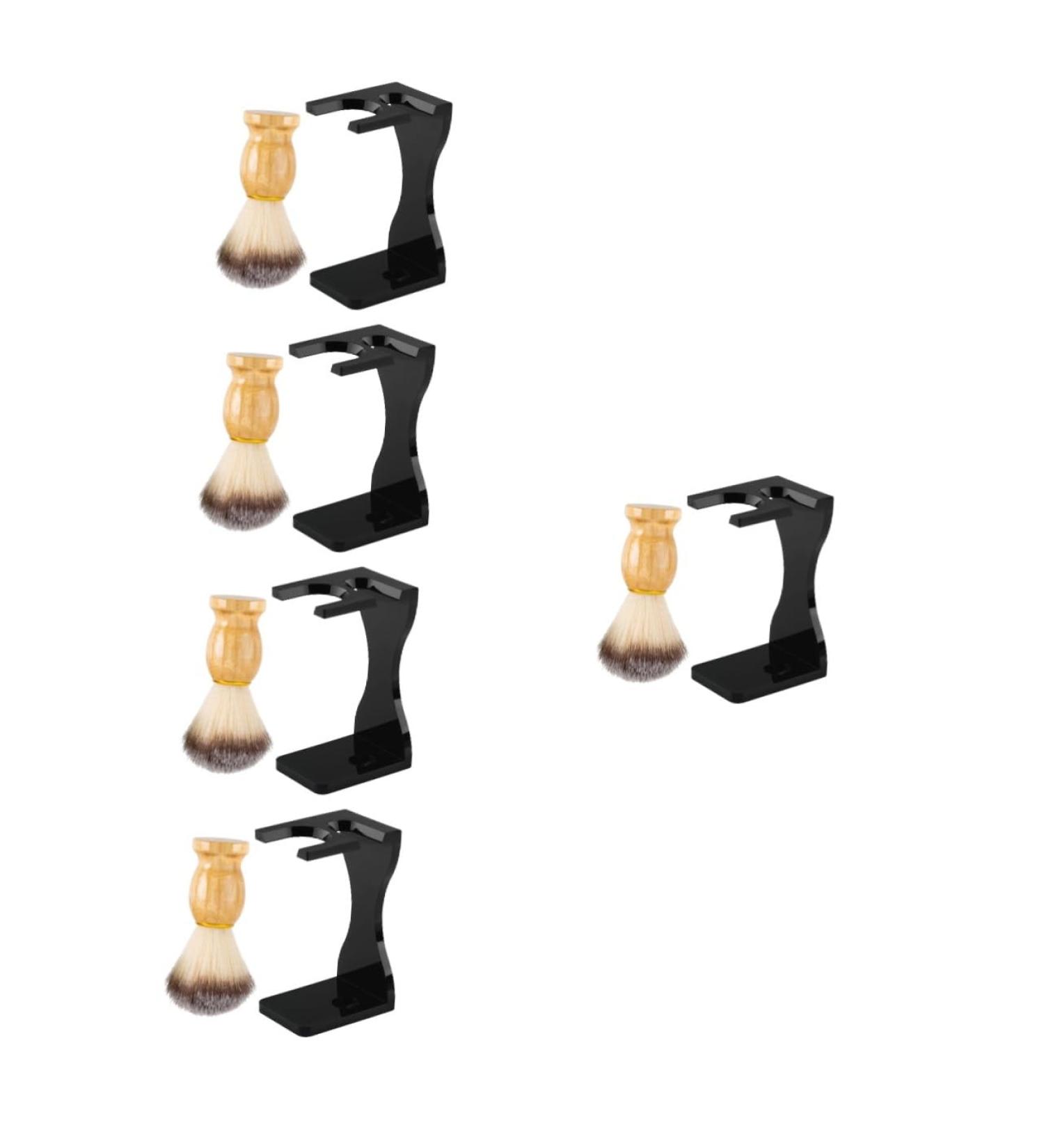 Minkissy Men's Shaving Set - 5 Piece Razor Kit with Brushes Acrylic Stand & Wooden Holder - Premium Grooming for the Modern Man - Buy Online on GoSupps.com