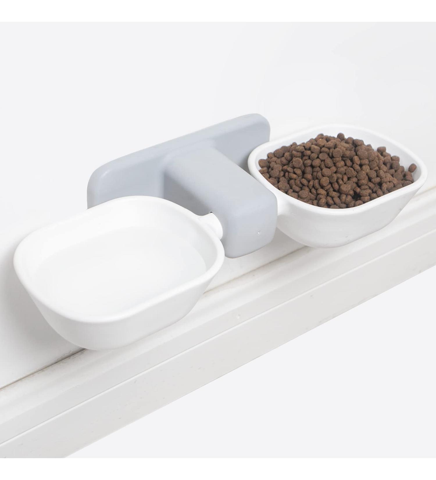 Anti-Spill Elevated Cat Food and Water Bowls Set - Wall Mounted Hanging Cat Bowls for No Vomiting, Dishwasher Safe - Buy Online on GoSupps.com