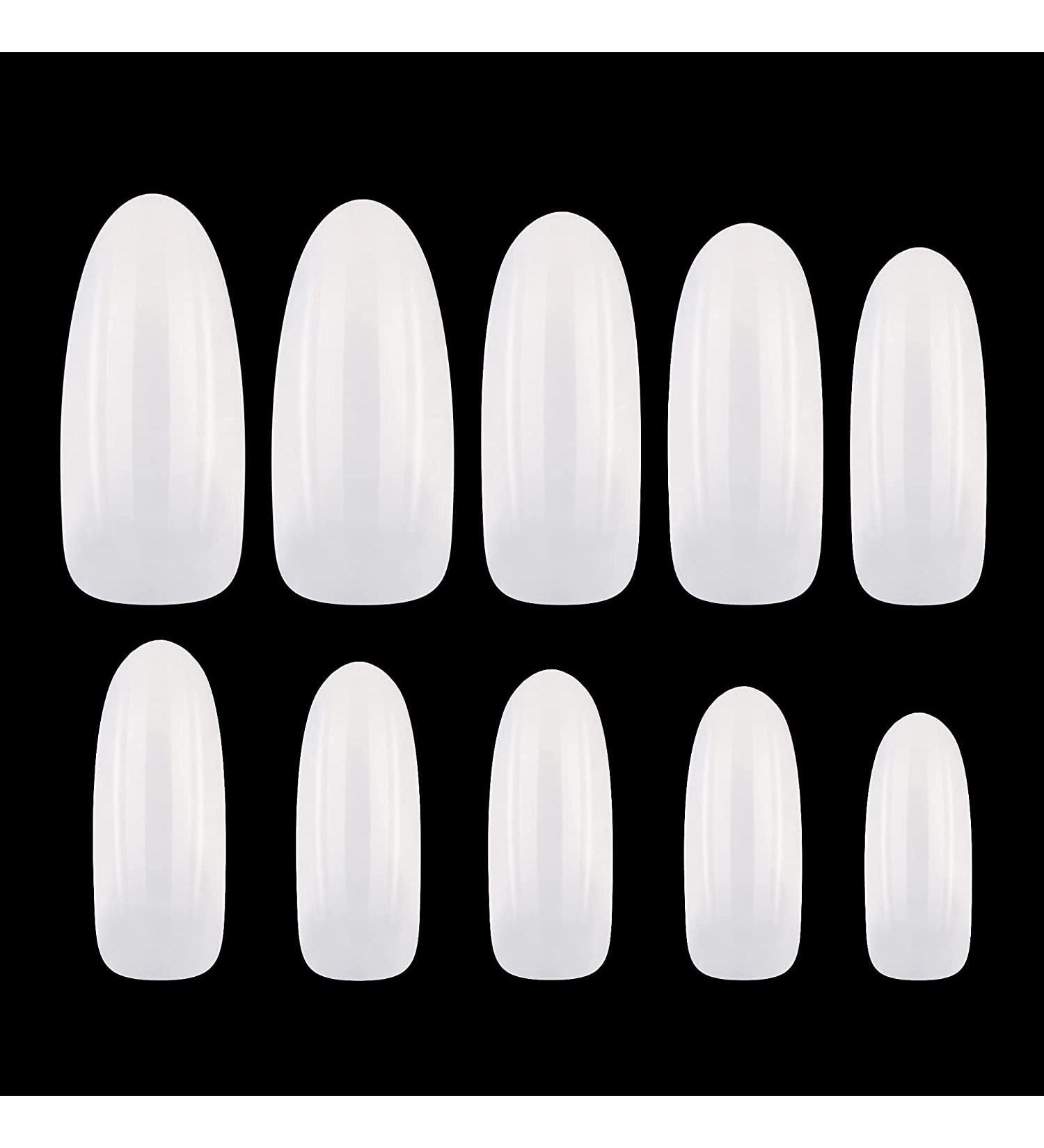 Makartt Oval Press On Nails - 500pcs Full Cover Acrylic Nail Tips in 10 Sizes - A-04 Natural Round Design - Buy Online on GoSupps.com