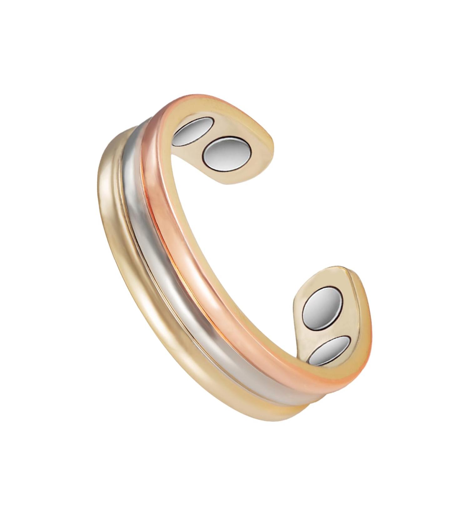 Yinox Female Pure Copper Magnetic Jewelry | 3500 Gauss Arthritis & Migraine Relief | Three-Colored Magnetic Ring (4 Magnets) - Shop Internationally - Buy Online on GoSupps.com