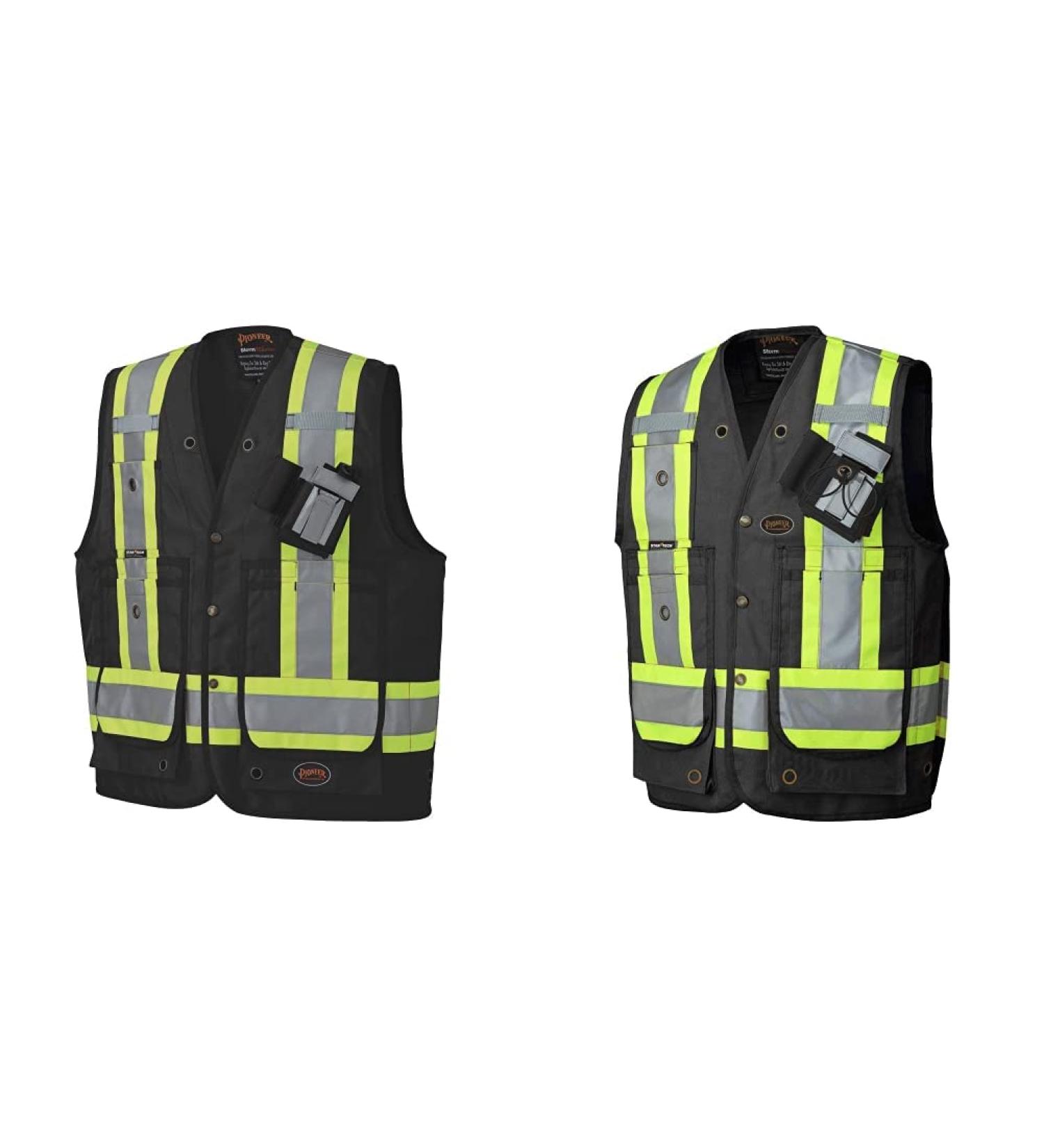 Pioneer Heavy-Duty Reflective Surveyor Work Safety Vest | Construction Reflective Surveyor's Safety Vest - Radio Pocket and Pen Slots - Buy Online on GoSupps.com