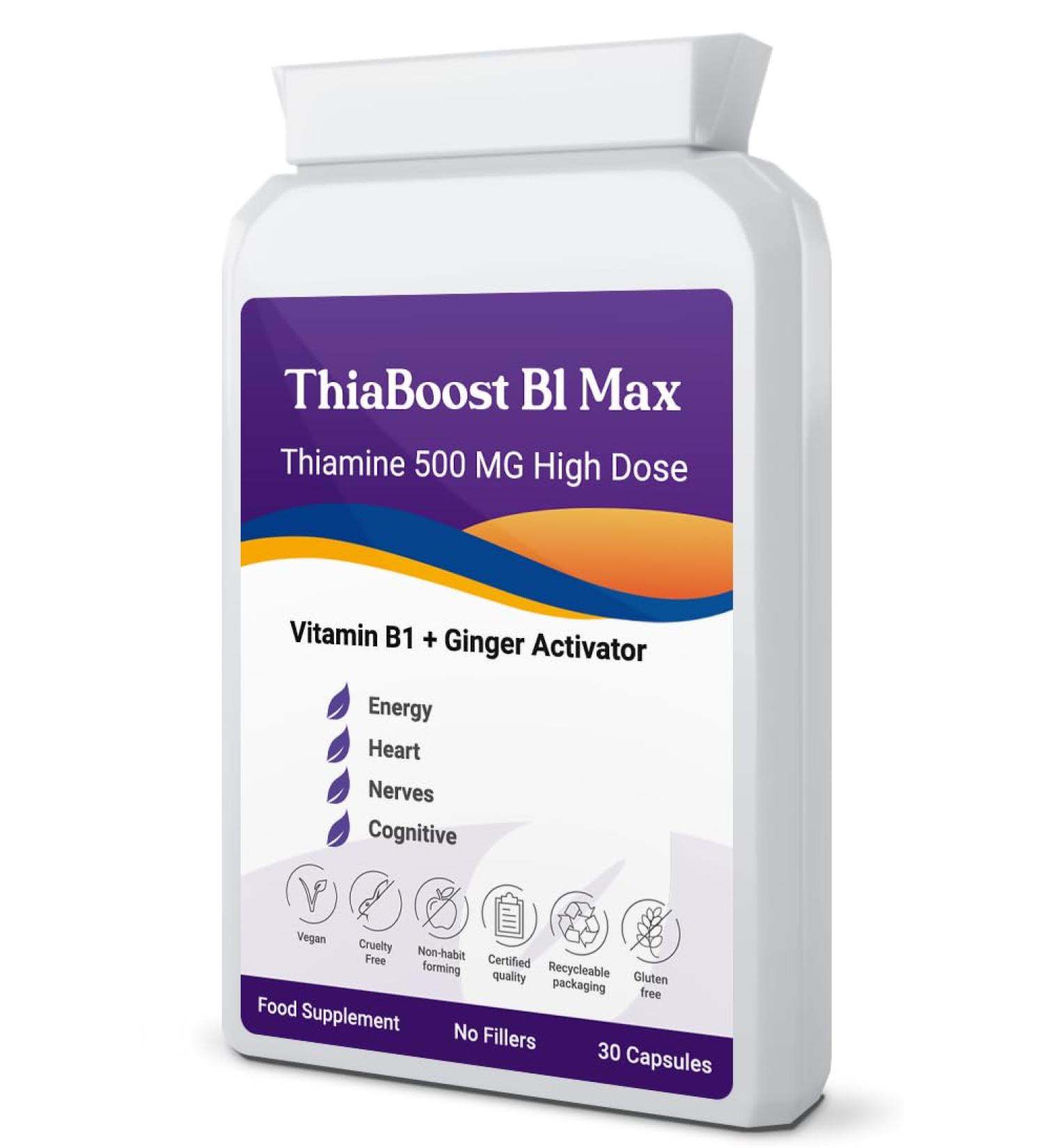 Thiamine 500 mg Mega Dose ThiaSoothe High-Potency Vitamin B1 and Ginger Supplement for Full-Spectrum Wellness (hcl not Cheap ntirate) (30) - Buy Online on GoSupps.com