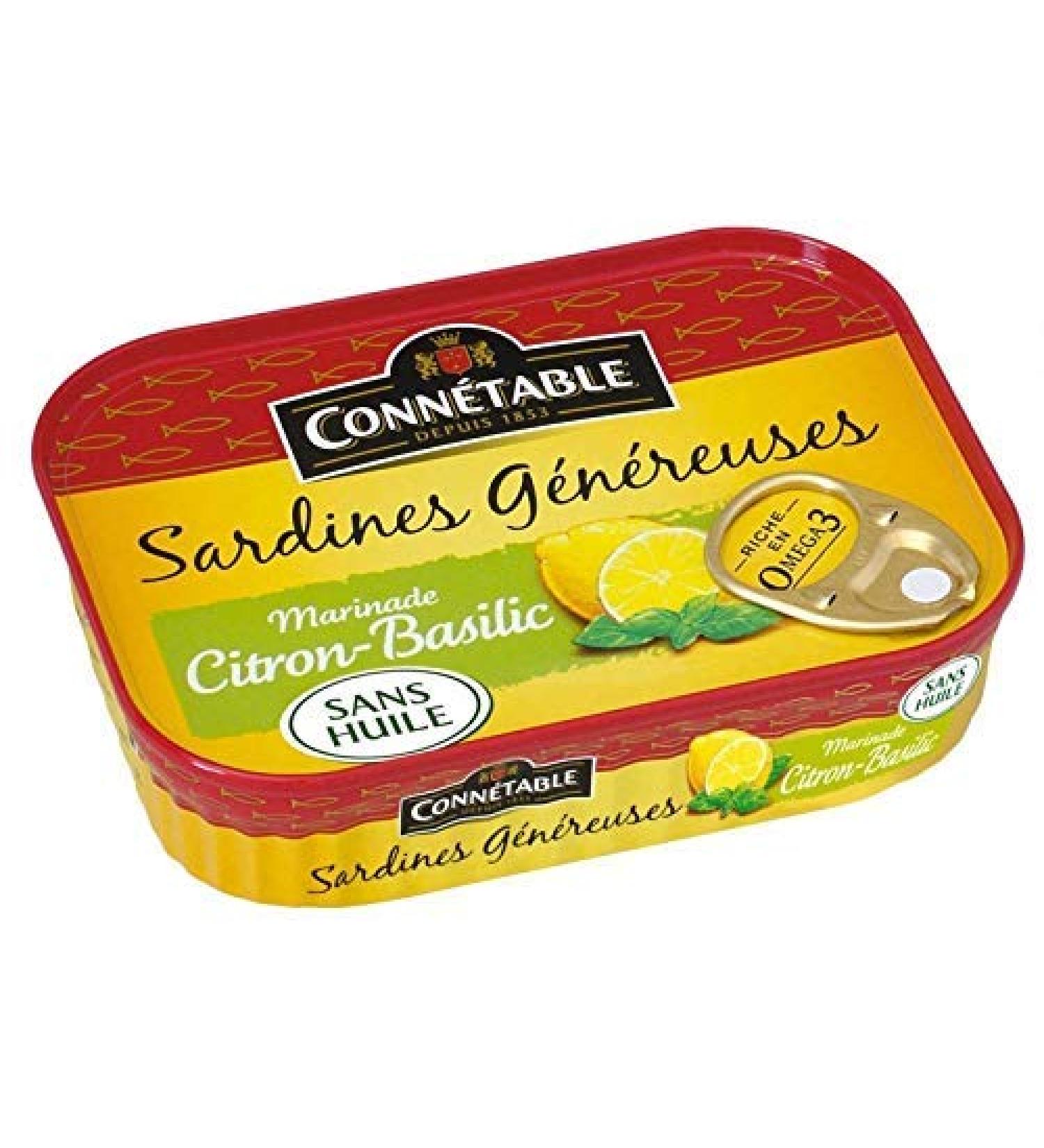 CONNETABLE - Sardines G n reuses Citron Basilic 140G - Lot De 3 - meilleure offre