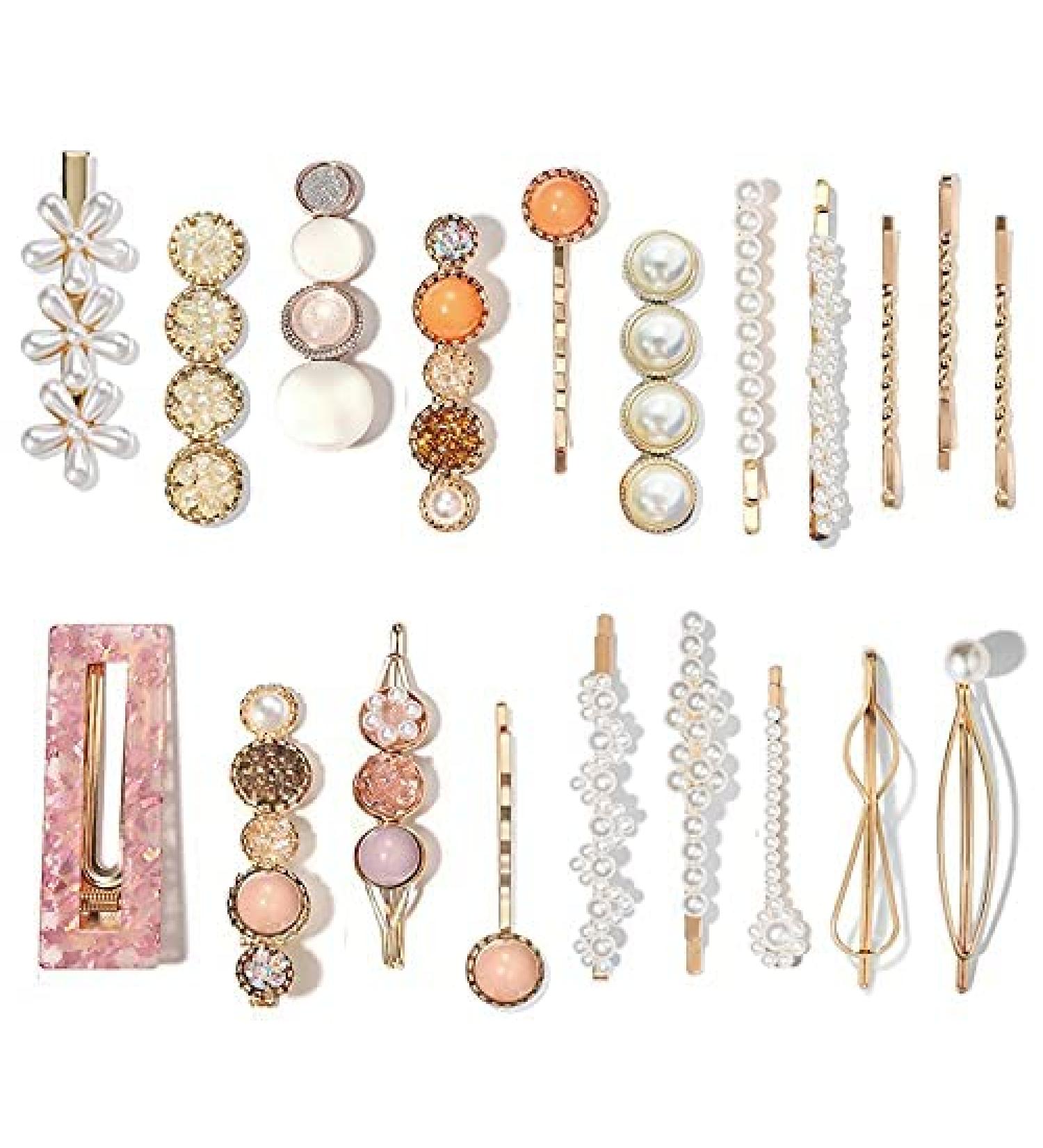 20 Pieces Pearls Hair Clips - Korean Style Acrylic Resin Hairpins for Women & Girls | Stylish Hair Accessories & Headgear - Buy Online on GoSupps.com