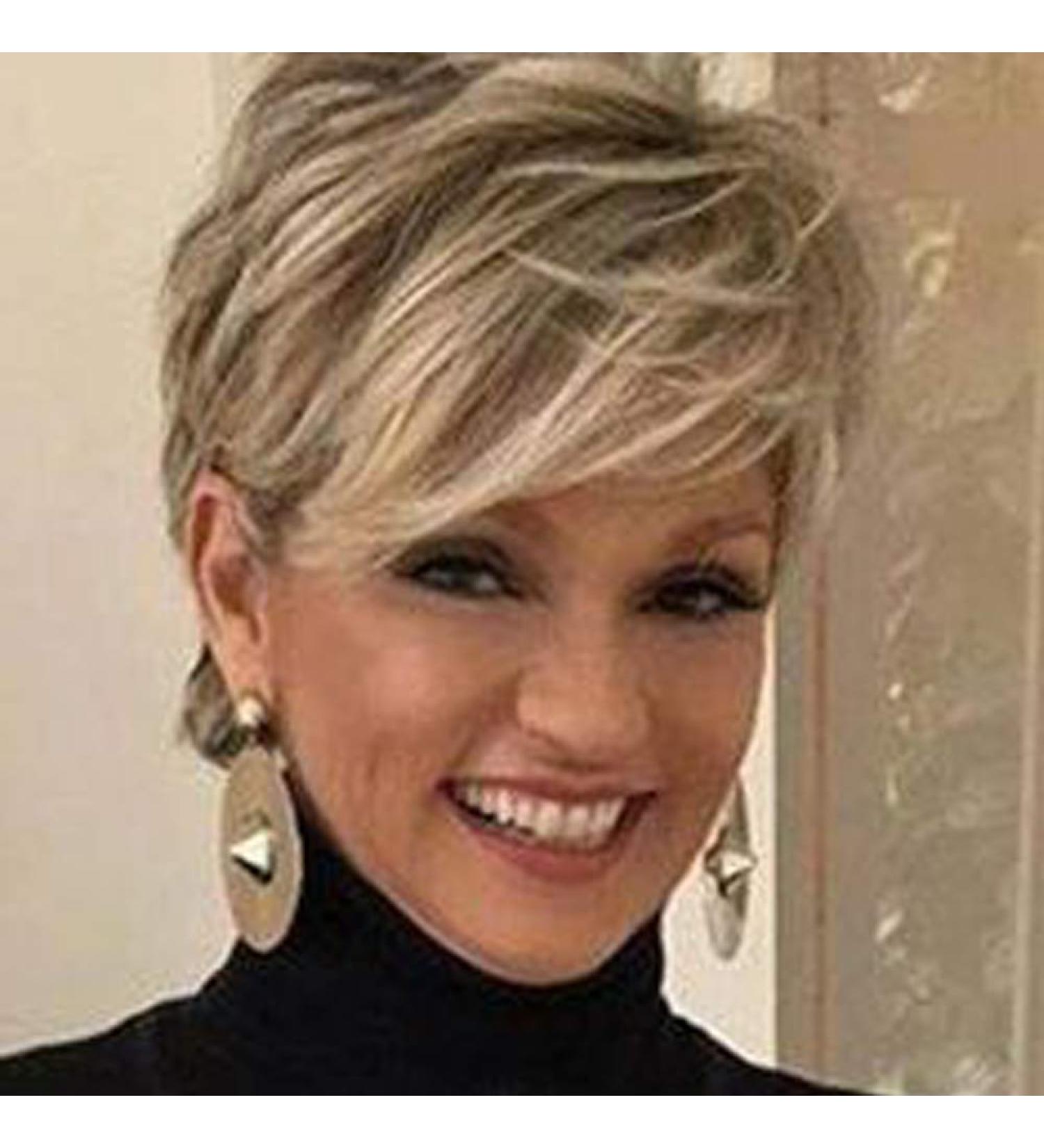 QUEENTAS Pixie Layered Short Blonde Mixed Brown Wig - Synthetic Hair for White & Black Women - Buy Online on GoSupps.com