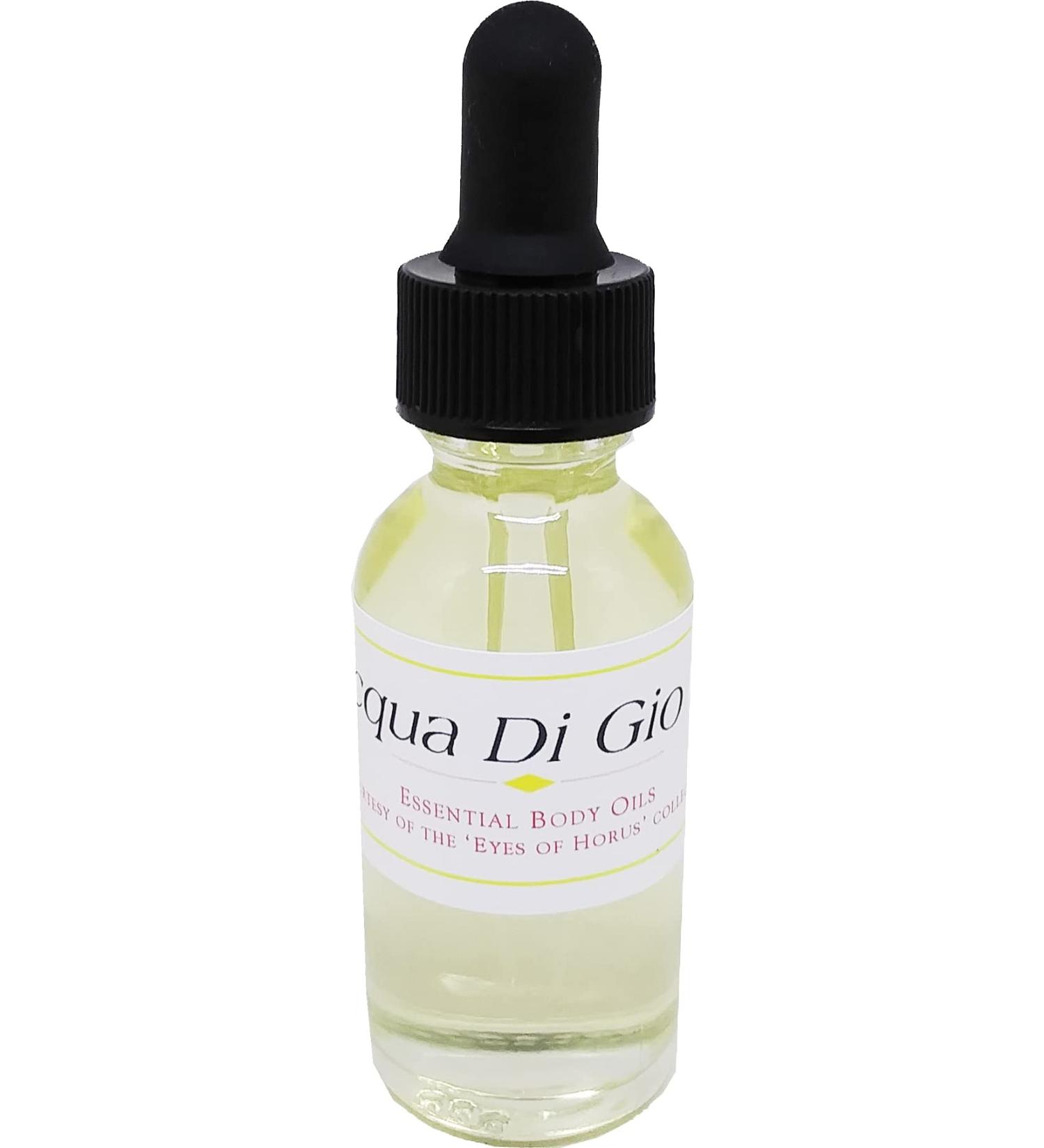 Acqua Di Gio - Type GA For Men Scented Body Oil Fragrance Glass Dropper Top - Light Gold - 1 oz. - ID#35384 1 Fl Oz (Pack of 1)