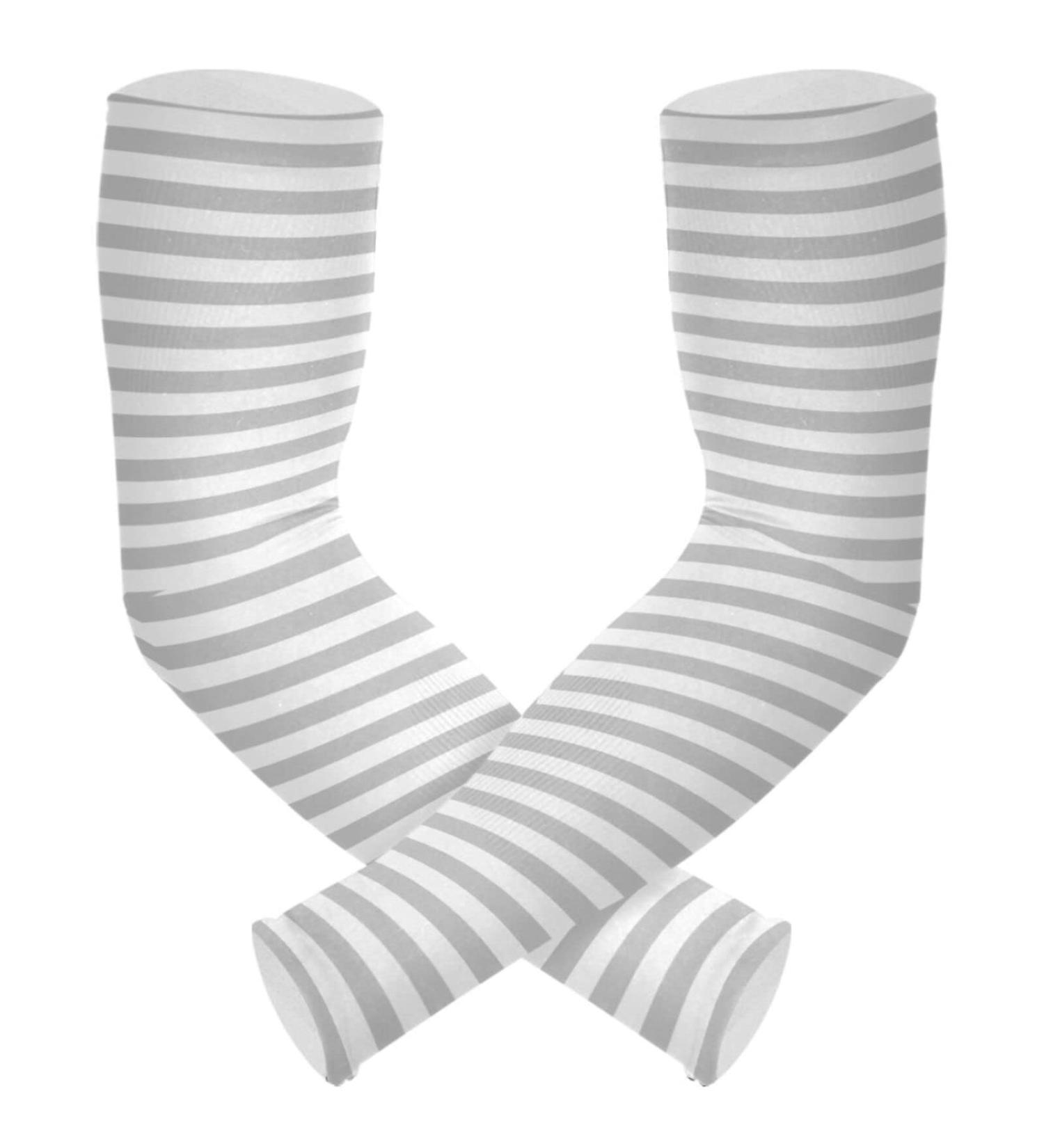 Grey Striped Compression Arm Sleeve - UPF 40+ Sun Protection for Men & Women - Buy Online on GoSupps.com