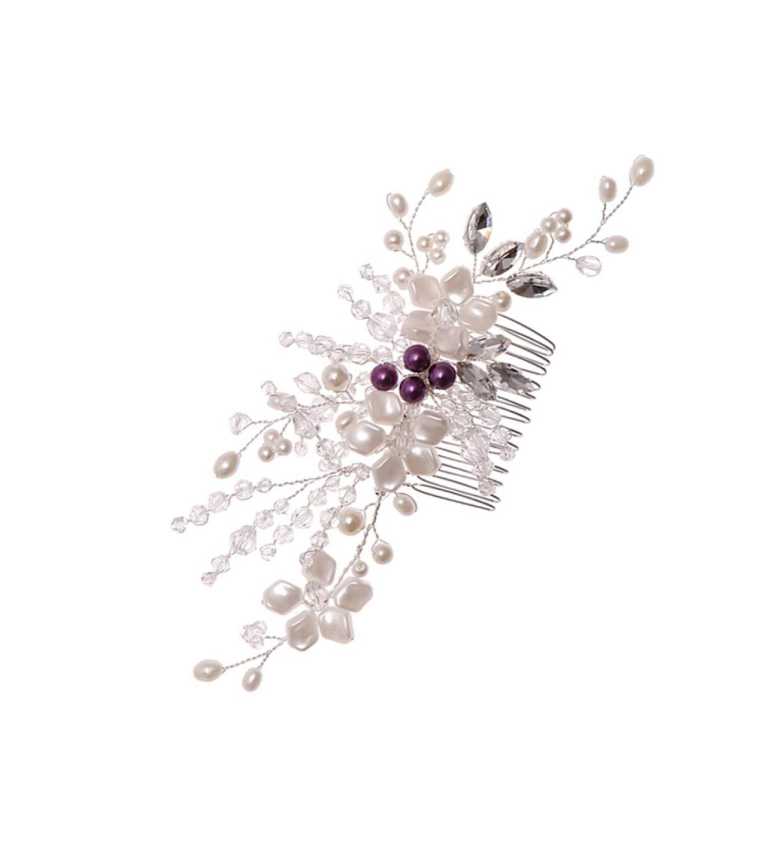 Housoutil 1pc Braided Flower Comb Wolf Tail and Ears Pearl Hair Comb Diy Women Hair Comb Womens Hair Clips Hair Claw Clips for Women Tiara Hair Accessories The Side White Abs Bride - Buy Online on GoSupps.com