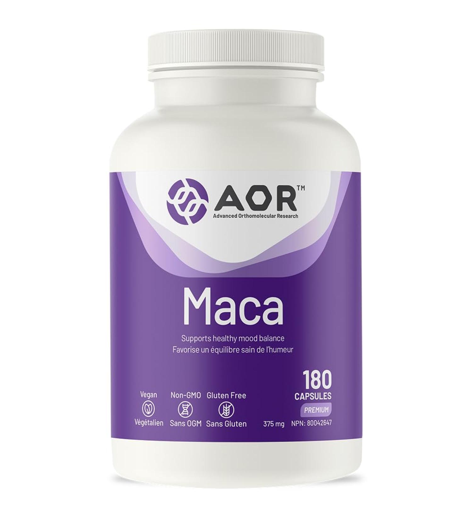 AOR - MACA 375mg 180 Capsules - Maca Root Capsules for Men and Women for Andropause Support Hormonal Balance Mens Sexual Health Libido for Men and Menopause Relief for Women - Sports Performance - Buy Online on GoSupps.com