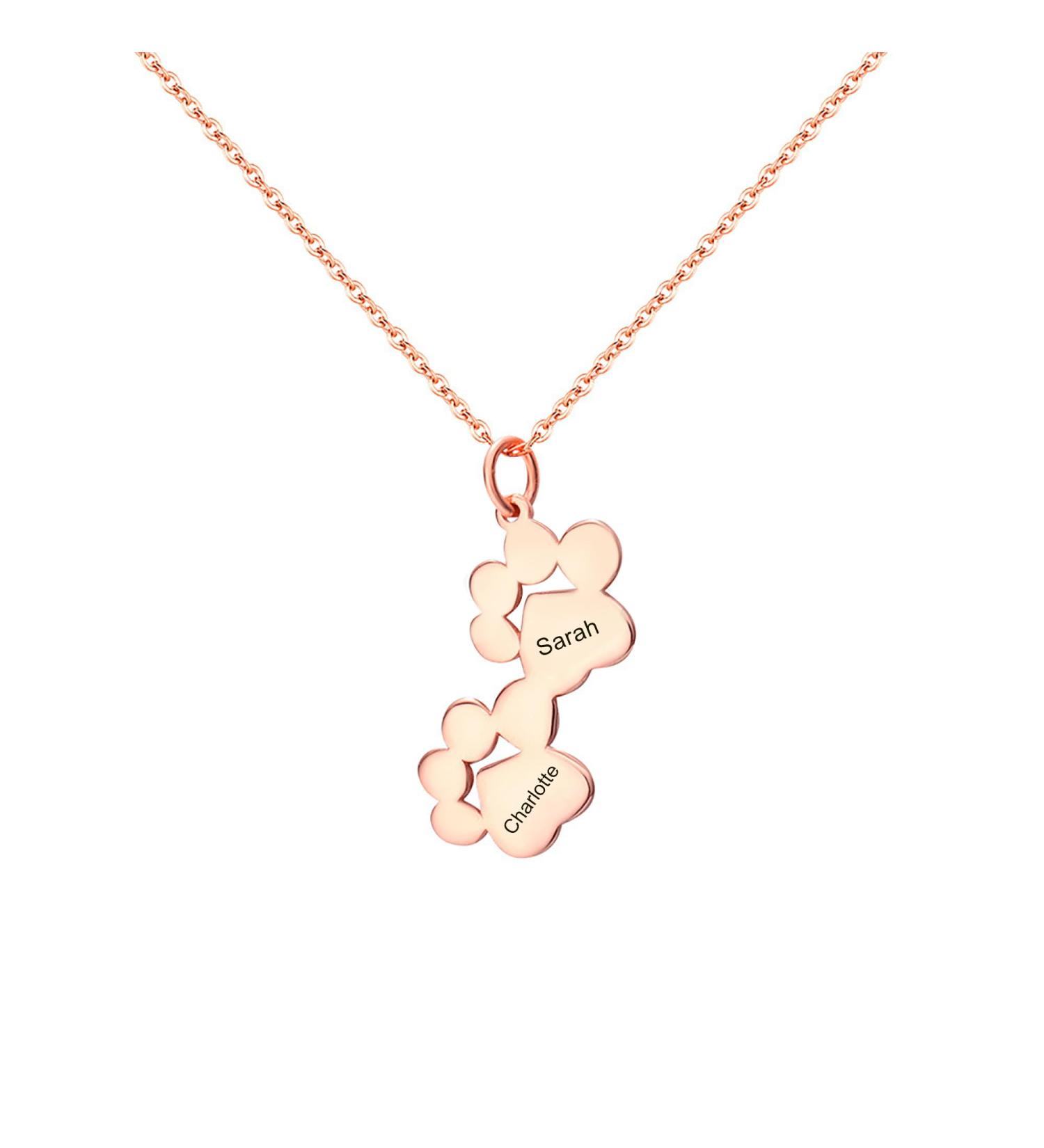 Exlarify Personalized Paw Print Necklace | Custom Dog Memorial Jewelry | Pet Lover Mother's Day Gift in Rose Gold - Buy Online on GoSupps.com