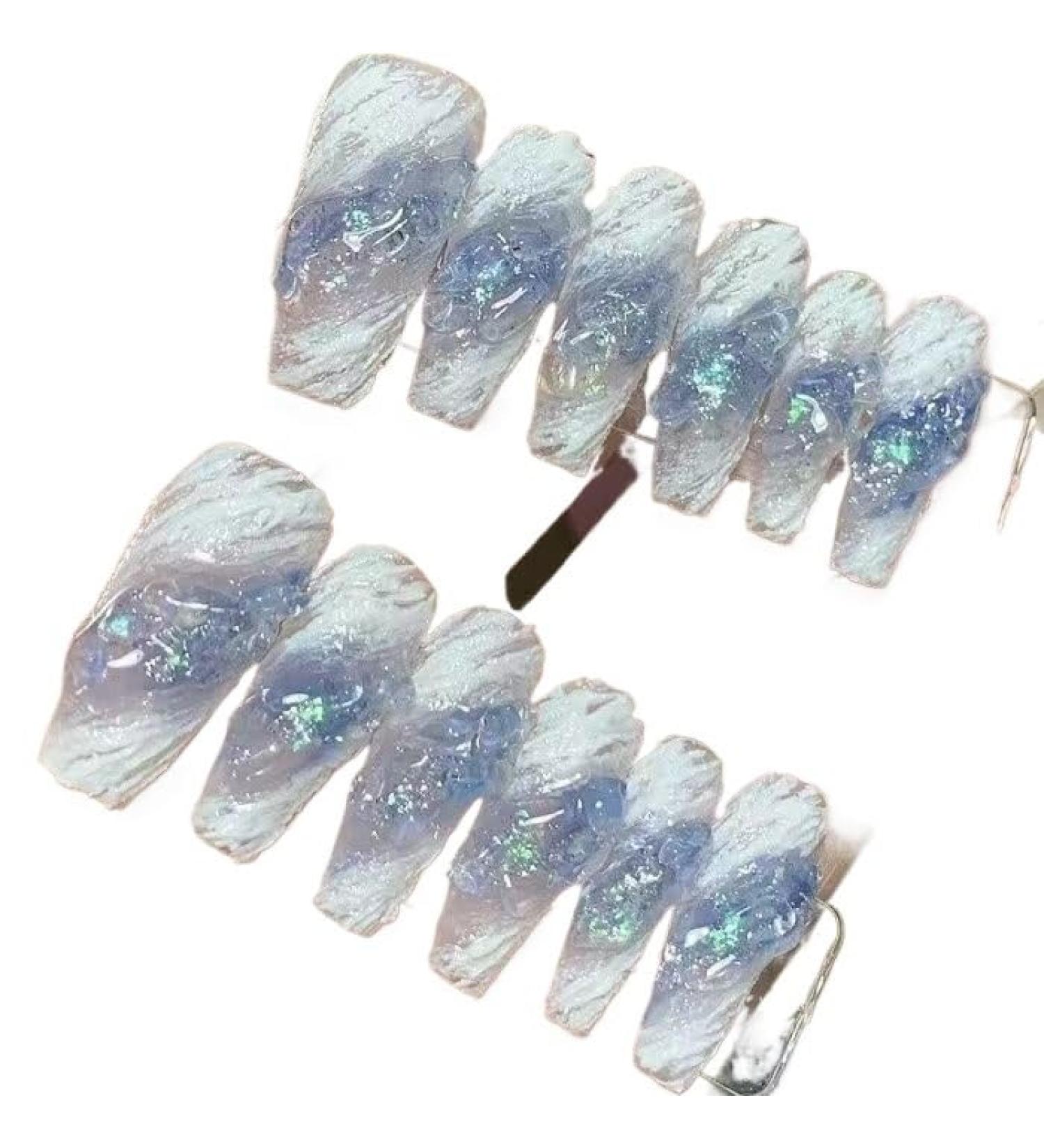 Temperament-enhancing manicure manicure hand-wearing and nail-wearing in ocean color nail-dressing in wind and nail-dressing.(XS)