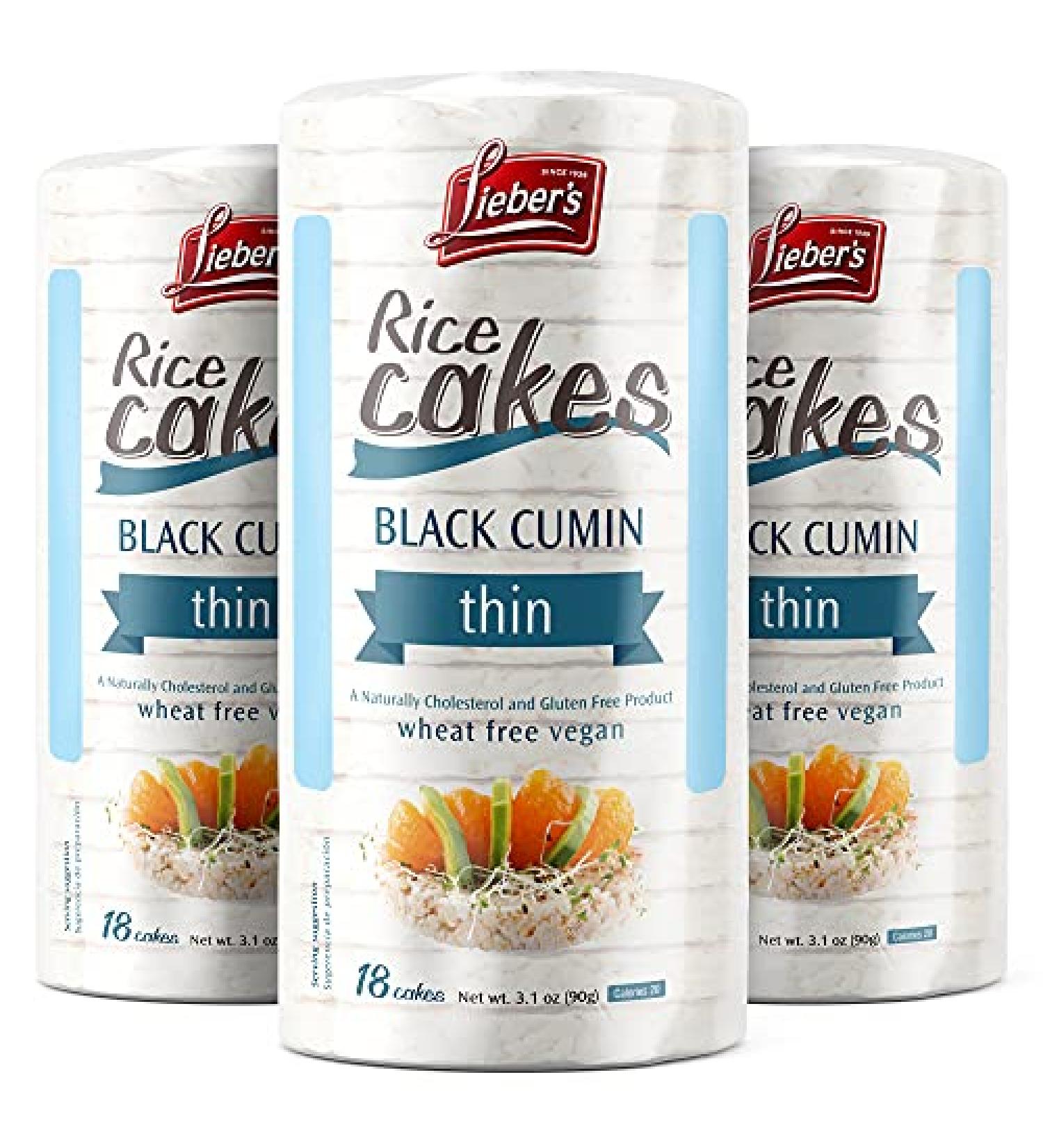 LIEBERS Vegan Rice Cakes - Black Cumin Snack, Kosher Certified | 3-Pack - Buy Online on GoSupps.com