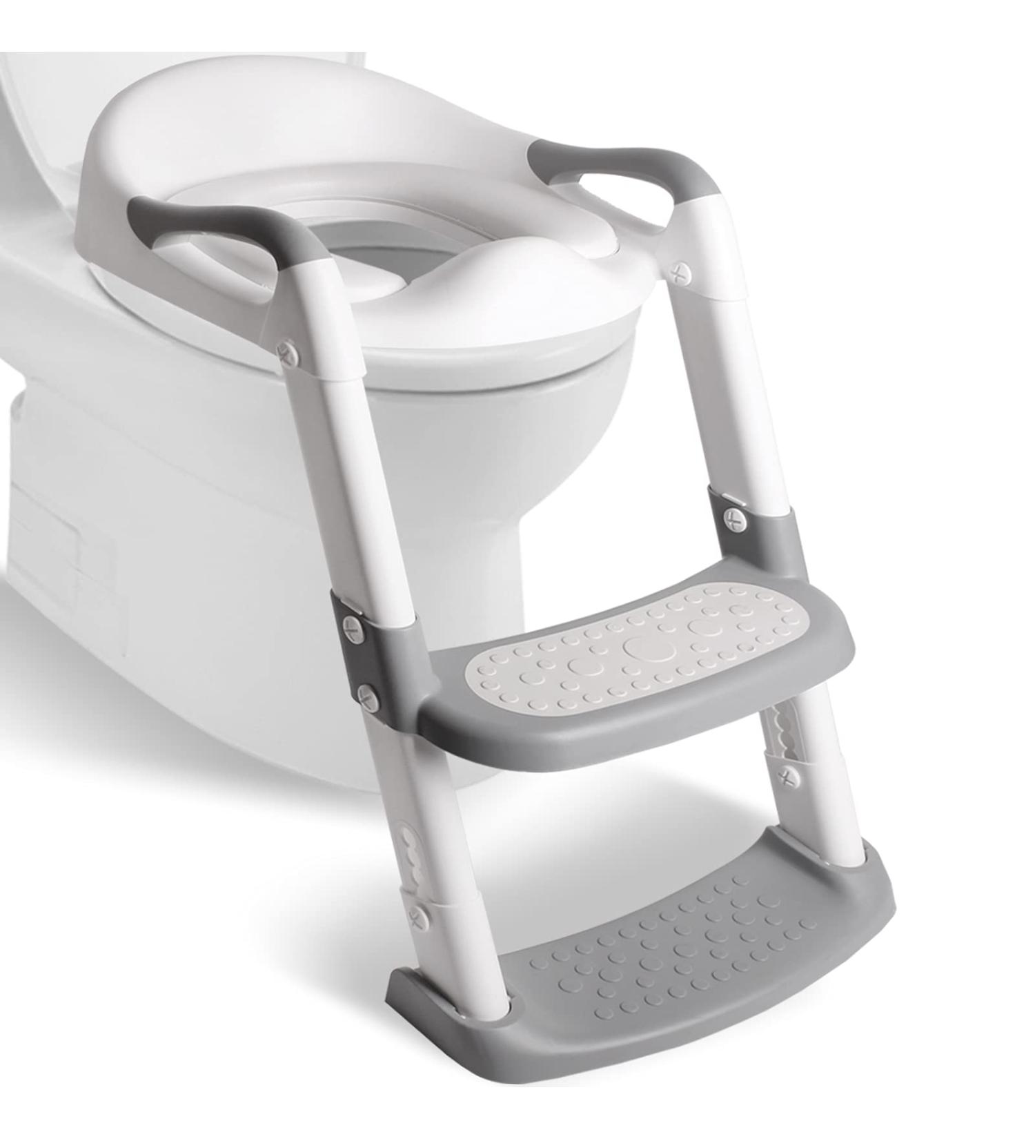Wakagen Height adjustable potty training toilet seat with steps for boys and girls infant toddler child toilet training seat with handle  padded seat  non-slip wide steps  (ZX-001) - Buy Online on GoSupps.com