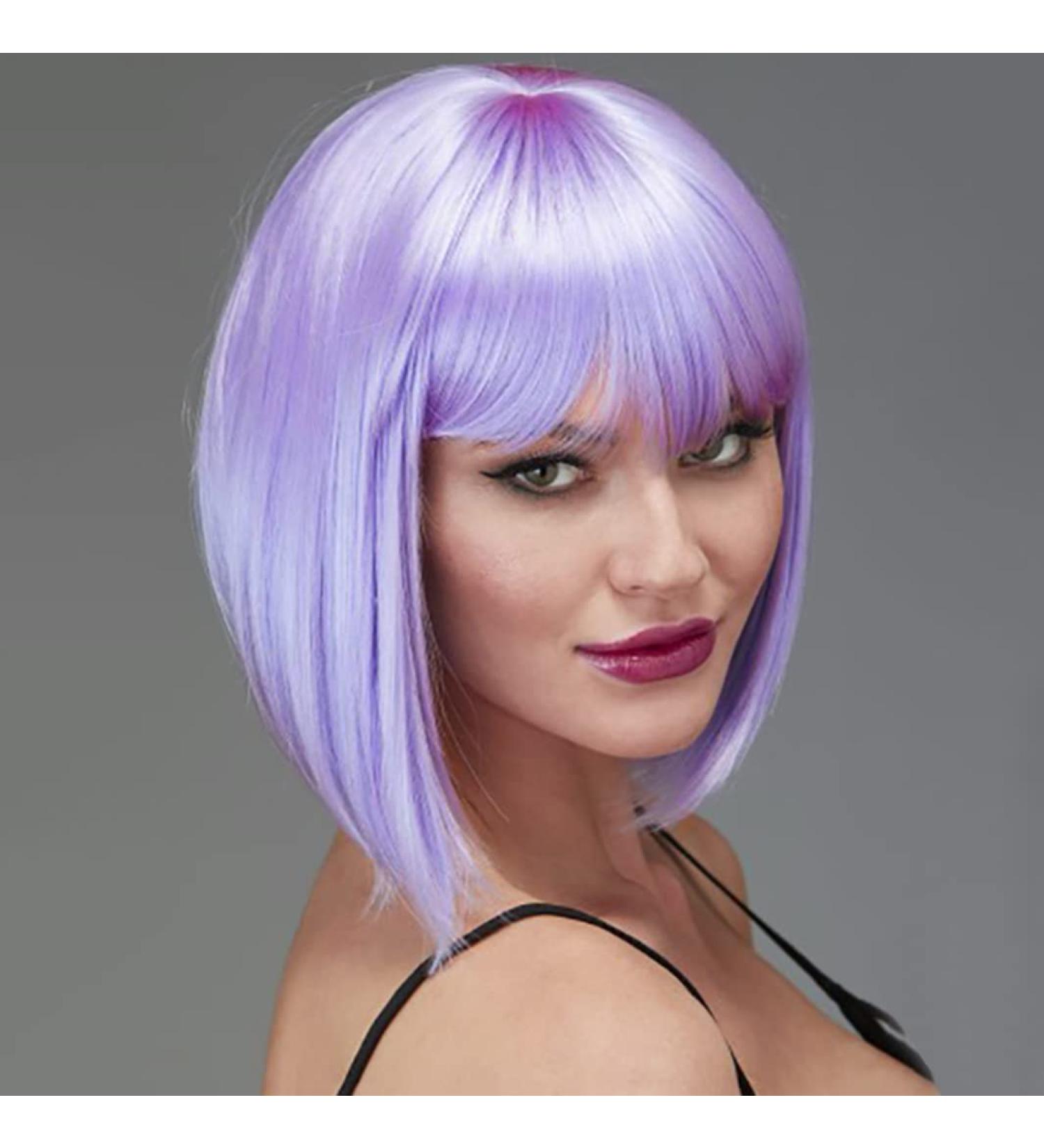 Bob Short Purple Wig with Bangs for Women - Lavender Silky Straight Costume Cosplay Party Daily Use 12 - Heat Resistant Synthetic Hair (Light Purple) - Buy Online on GoSupps.com