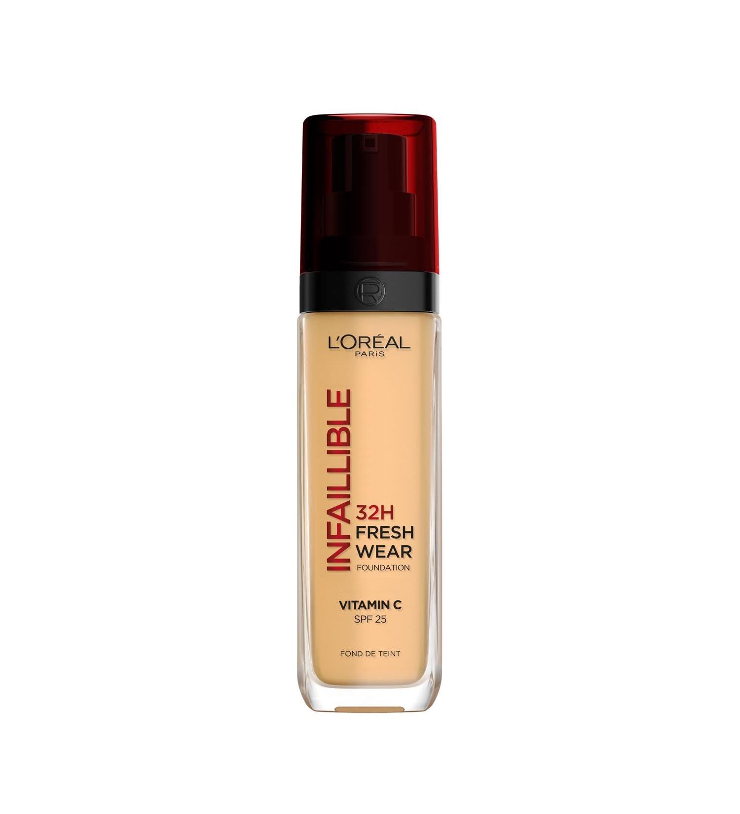 L'Or al Paris Liquid Foundation Full Coverage Lasting Wear With Vitamin C and SPF 25 Infallible 32H Fresh Wear 140 Golden Beige 140 30 ml (Pack of 1) - Buy Online on GoSupps.com