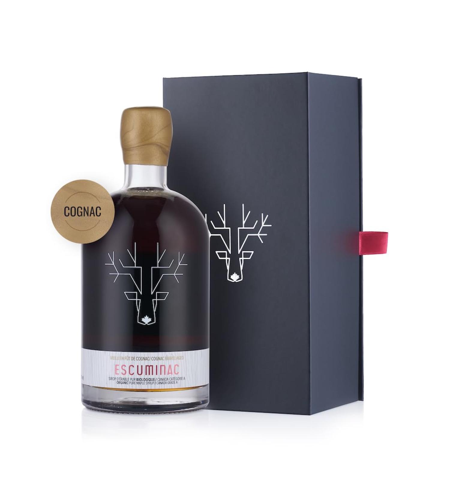 Escuminac Canadian Maple Syrup Cognac Barrel Aged. Canada Grade A Amber Rich Taste. 500 ml Bottle With Gift Box. Pure & Organic - Buy Online on GoSupps.com