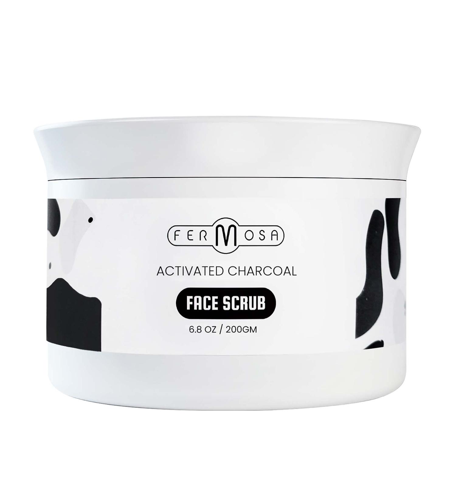 Fermosa Activated Charcoal Face Scrub - Gentle Exfoliator for Blackheads & Acne Detoxify & Enhance Skin Health - 6.8oz/200g - Buy Online on GoSupps.com