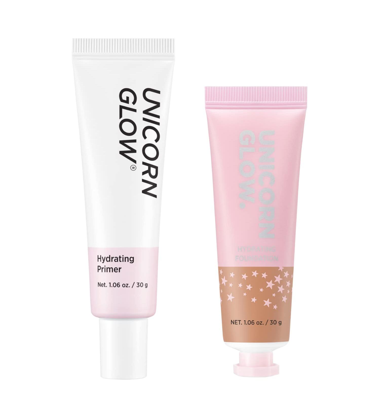 Unicorn Glow Hydrating Wear Primer + Hydrating Collagen Foundation #10 Pecan Golden Brown - Cruelty Free Makeup - Buy Online on GoSupps.com