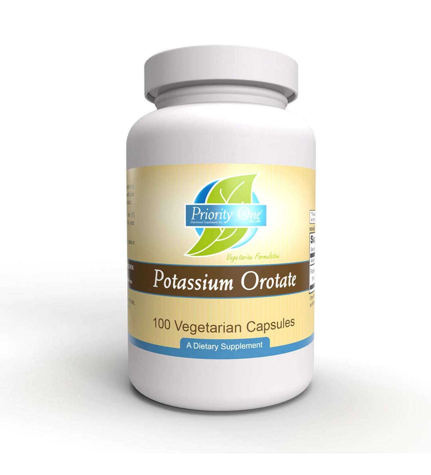 Priority One Vitamins Potassium Orotate 100 Vegetarian Capsules - Highly-Absorbable - Healthy Carbohydrate and Energy Metabolism* - Supporting a Healthy Cardiovascular System.* - Buy Online on GoSupps.com