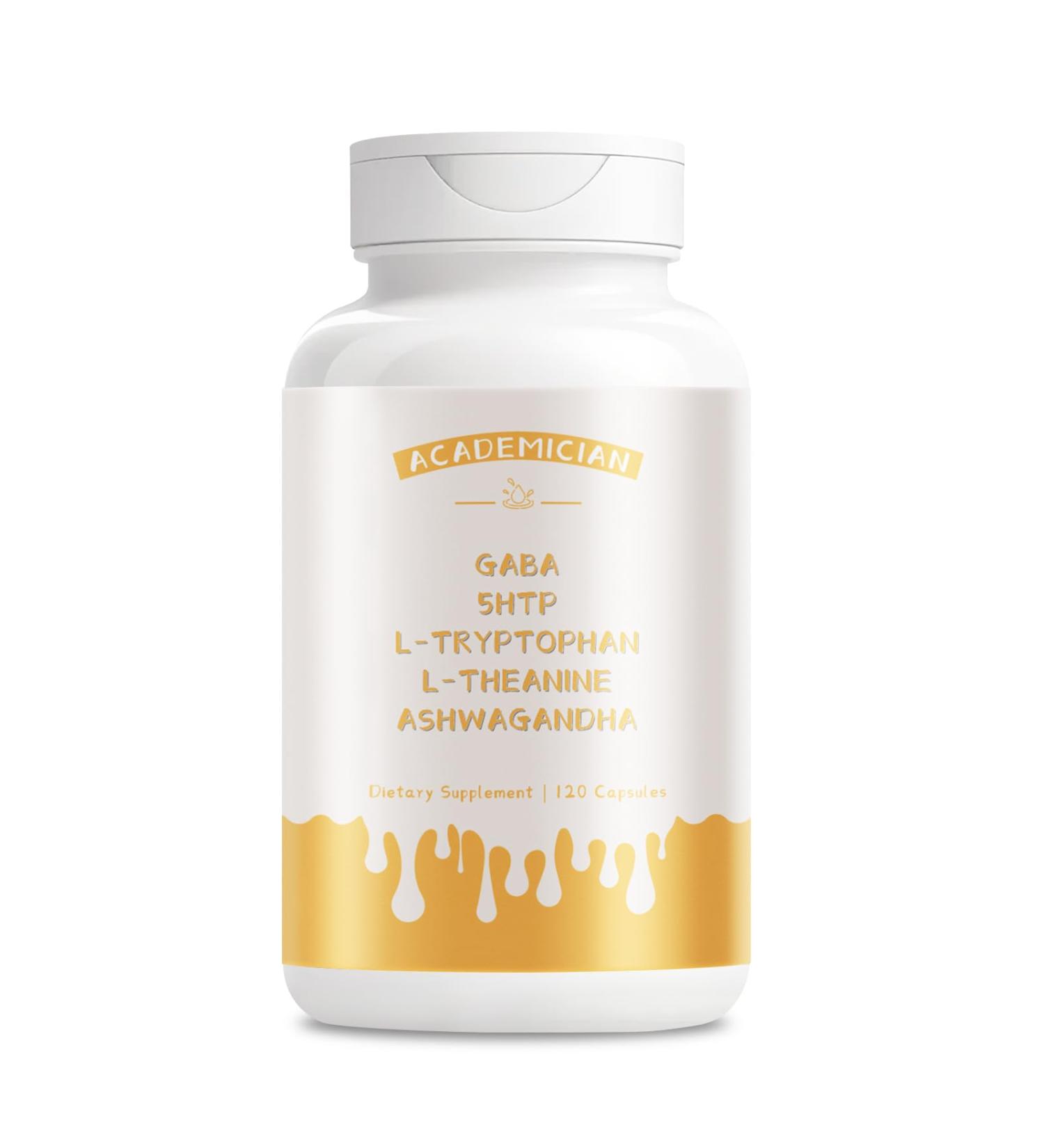 ACADEMICIAN Ashwagandha Supplements with GABA Supplement L-Tryptophan Capsule 5-HTP L-Theanine Capsules - 120 Count - Buy Online on GoSupps.com