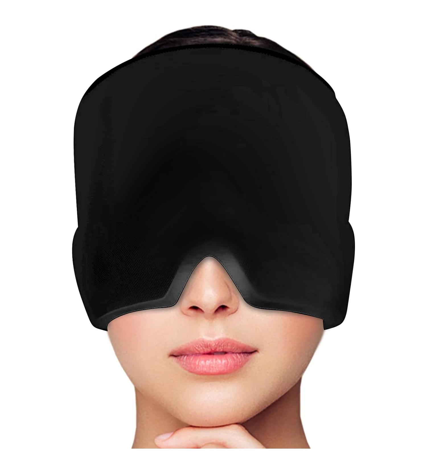 Migraine Cooling Mask | Cold Therapy Headache Relief | Sinus & Swollen Eye Treatment | Soft Black Compress - Buy Online on GoSupps.com