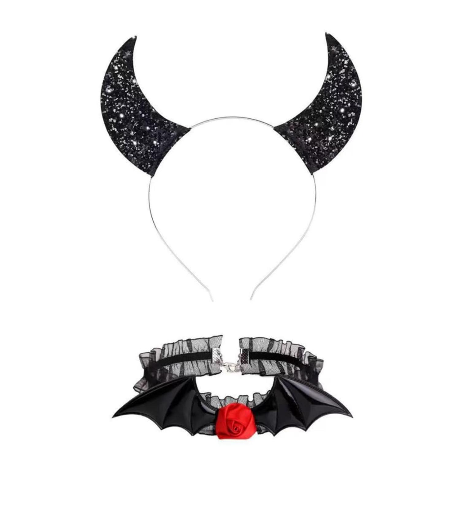 xbiez Girls Glitter Gothic Halloween Cosplay Devil Wing Headband Punk Hair Jewelry Unique Black Headwear Supplies 4 - Buy Online on GoSupps.com