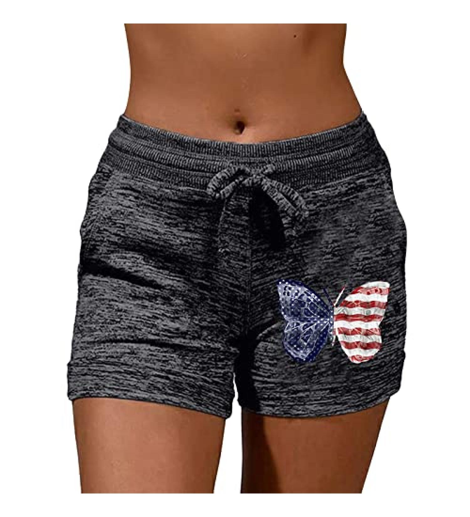 Women's Elastic Waist Comfy Summer Shorts with Pockets - Black | Large - Buy Online on GoSupps.com