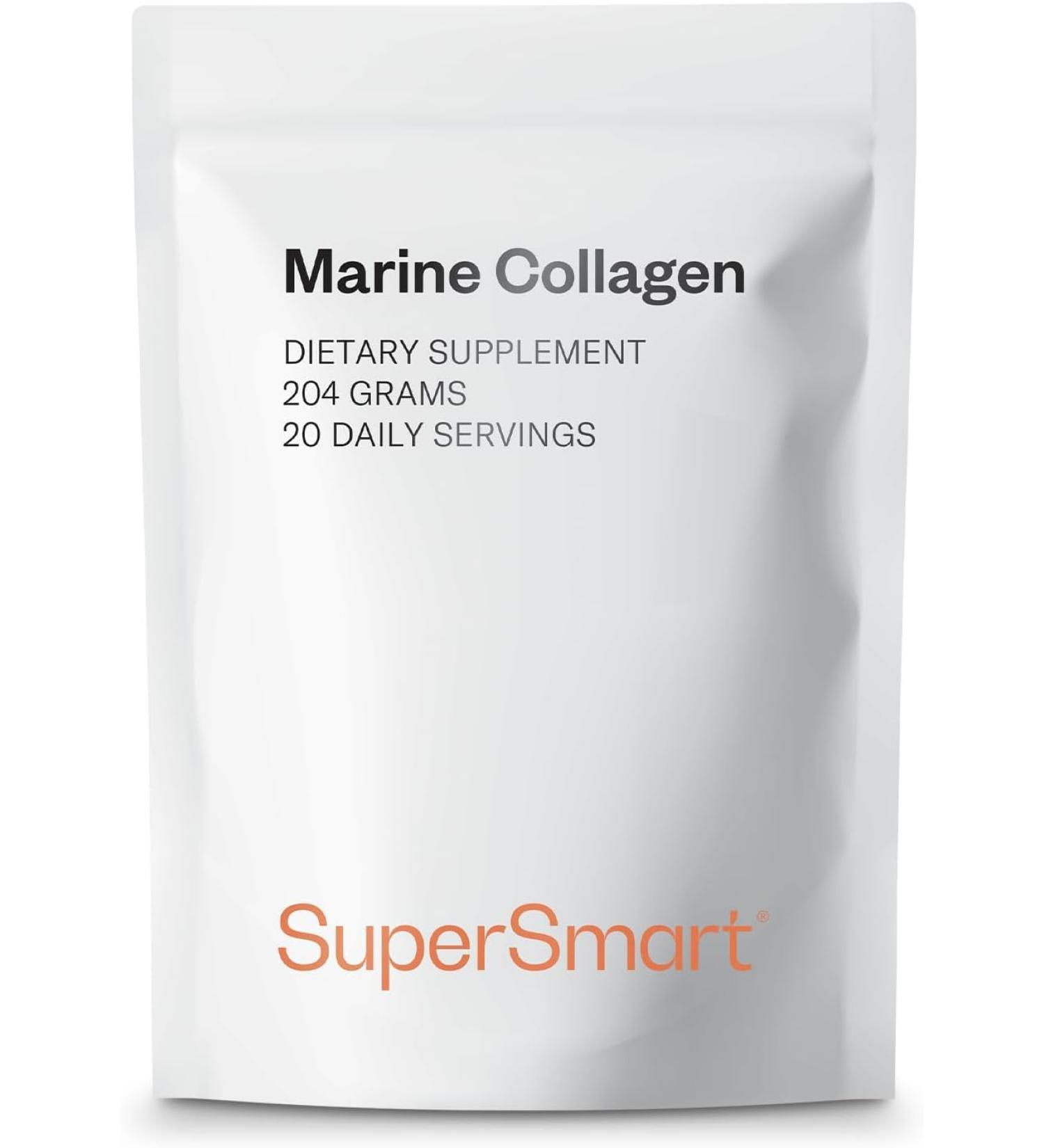 Collag ne Marin Type I (Hydrolys ) - Brevet - Pur et Concentr - Contribue la Bonne Sant de la Peau Cheveux et Ongles - Sans Gluten - Supersmart - Buy Online on GoSupps.com