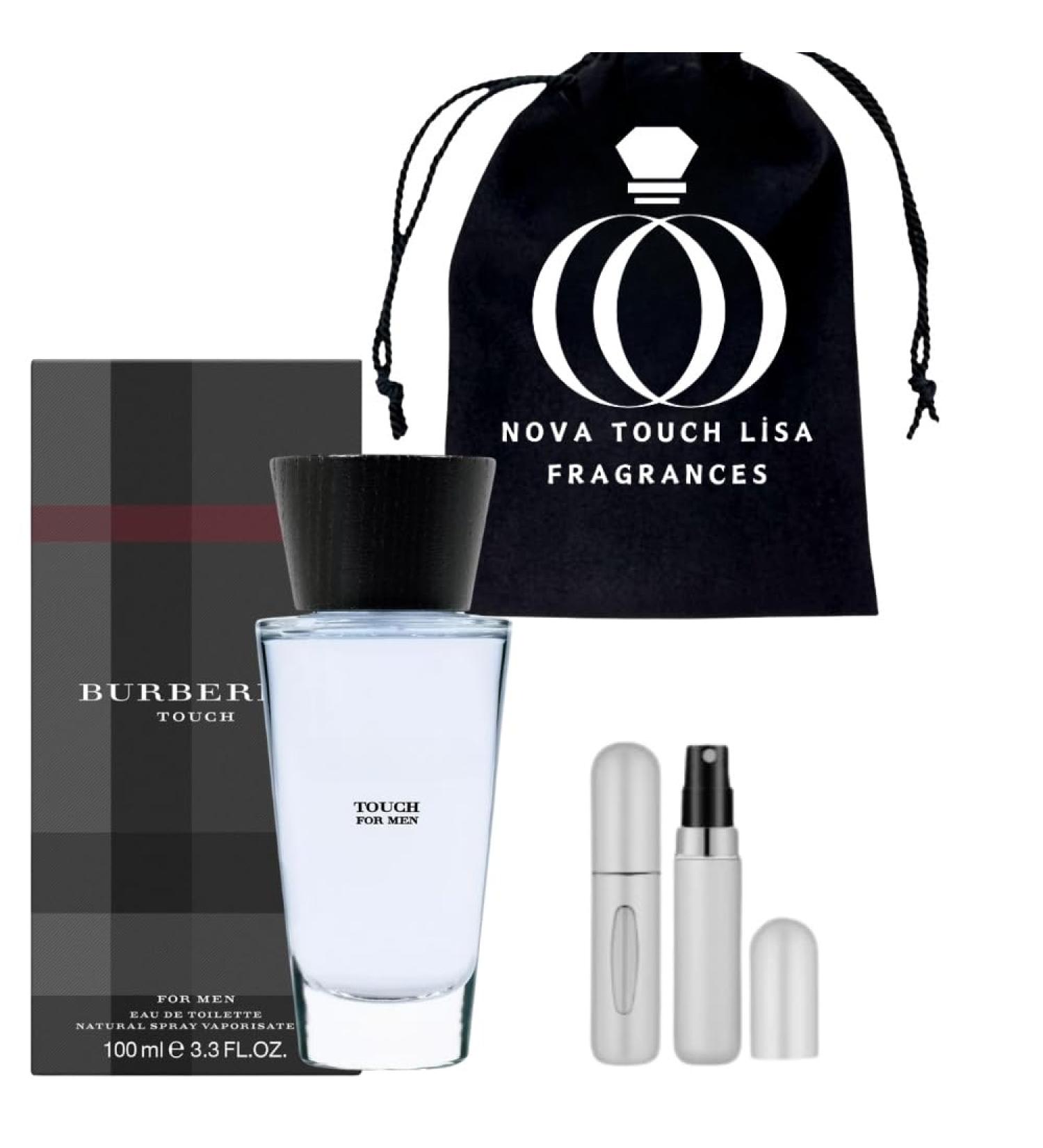 Men Cologne Burbery Touch Eau de Toilette 3.3 oz Bundle with 5ML Mini Refillable Empty Perfume Atomizer Bottle