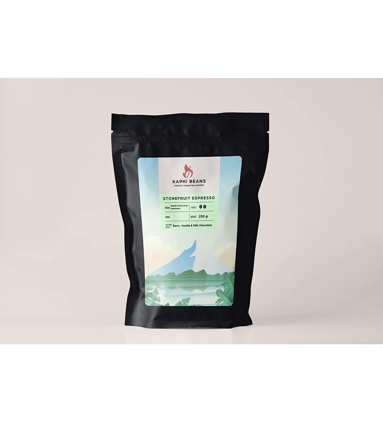Kaphi Beans Medium Roast Stonefruit Espresso Blend Coffee- Freshly Roasted (Filter 1kg)