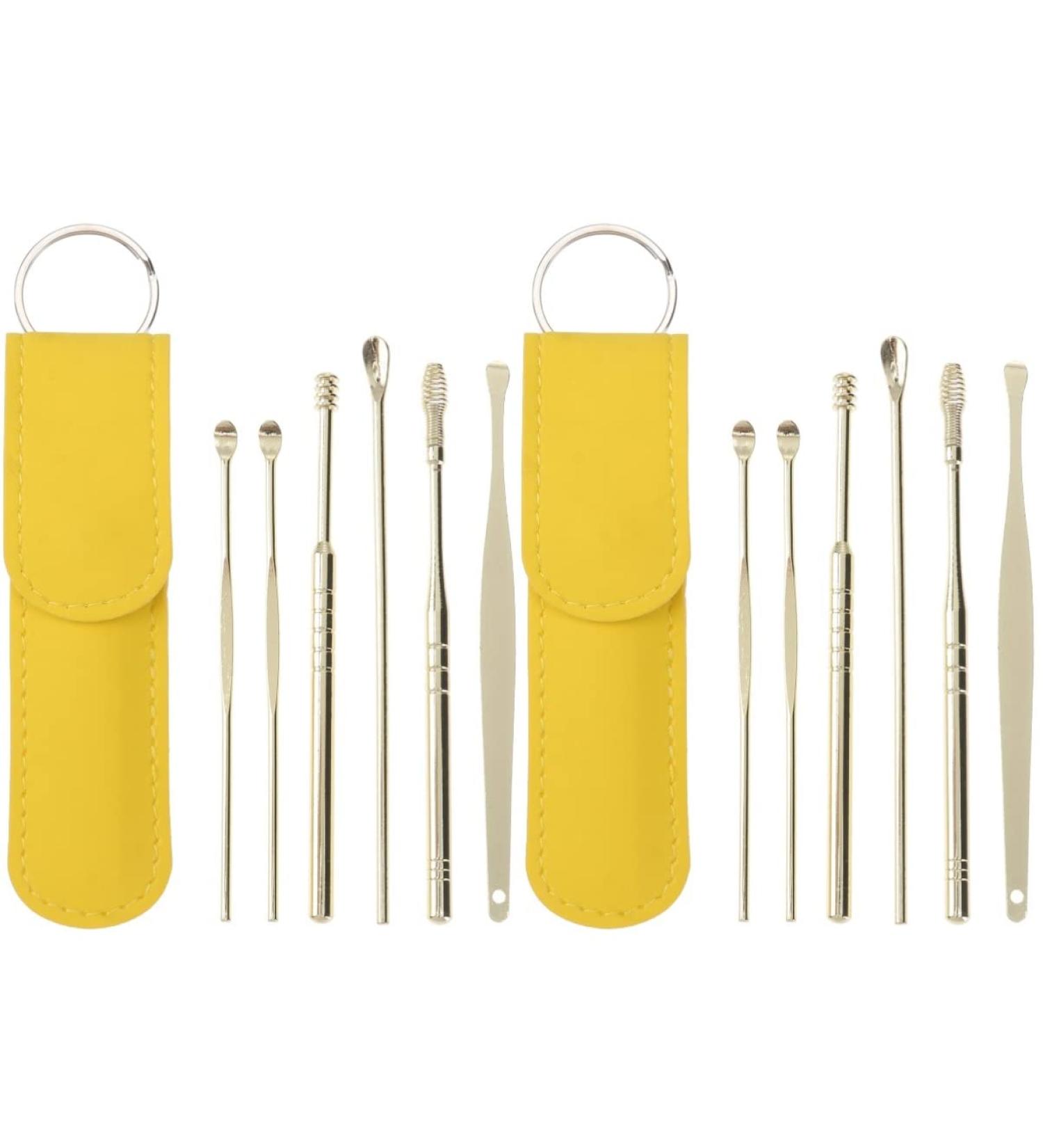 Healifty Stainless Steel Ear Wax Removal Tool Set - 4 Pcs Golden Spiral Ear Cleaner & Ear Picks - 11.5X2.7X1cm - Buy Online on GoSupps.com