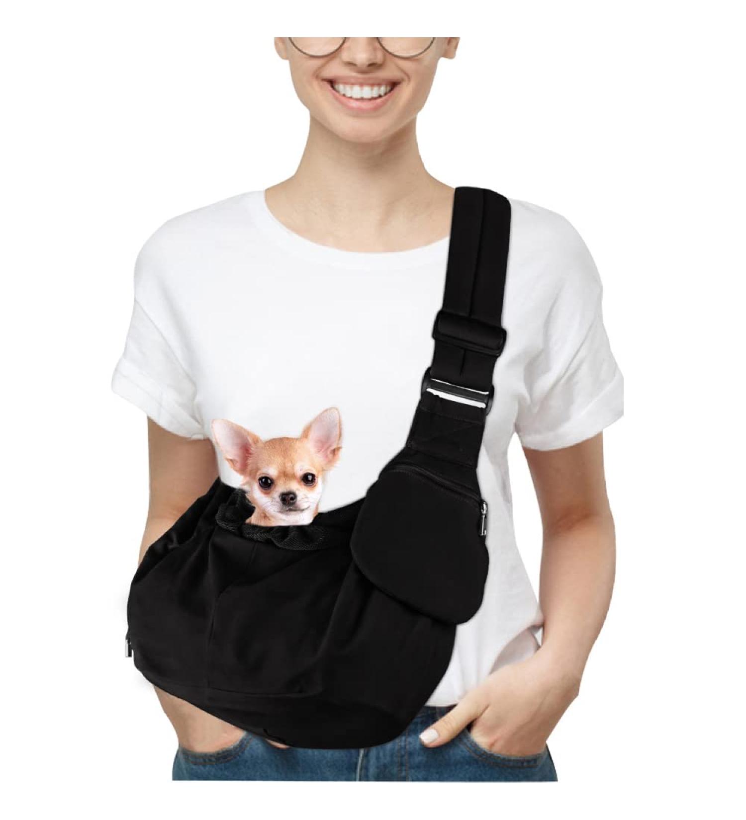 Buy NASJAC Waterproof Dog Sling Carrier Bag | Comfortable Small Pet Bag with Adjustable Strap & Zip Pocket for Outdoor Use - Buy Online on GoSupps.com