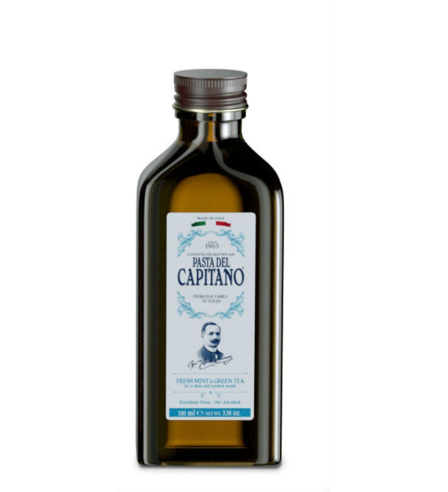 Pasta del Capitano 1905 concentrated mouthwash non -alcoholic daily water gives an intensive and pleasant feeling of cleanliness 100% made in Italy 100 ml bottle