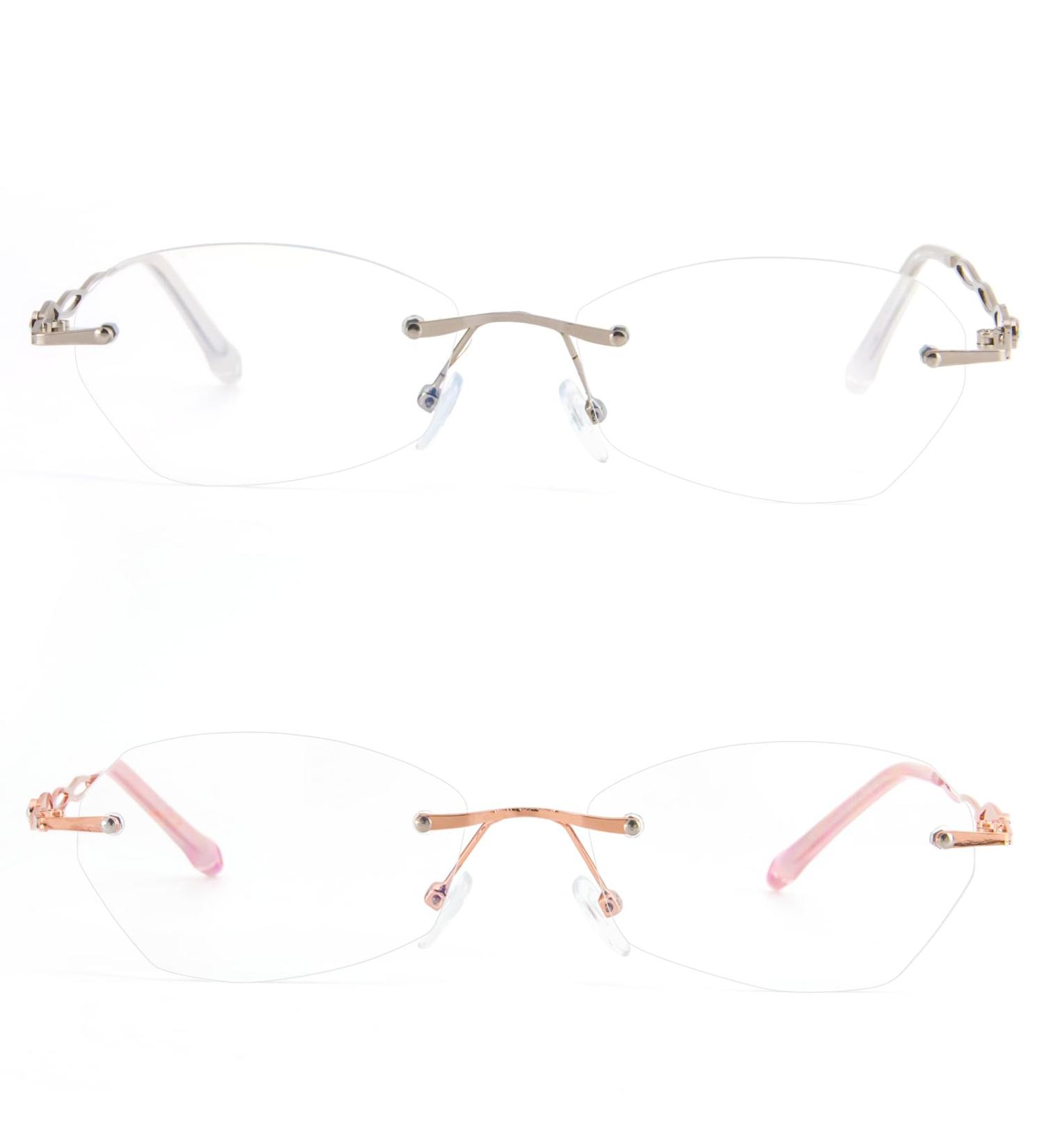 Buy DXYXYO 2 Pack Rimless Reading Glasses for Women - Blue Light Blocking Lightweight Metal +3.0 Stylish Pink & Silver Design - International Shipping Available - Buy Online on GoSupps.com