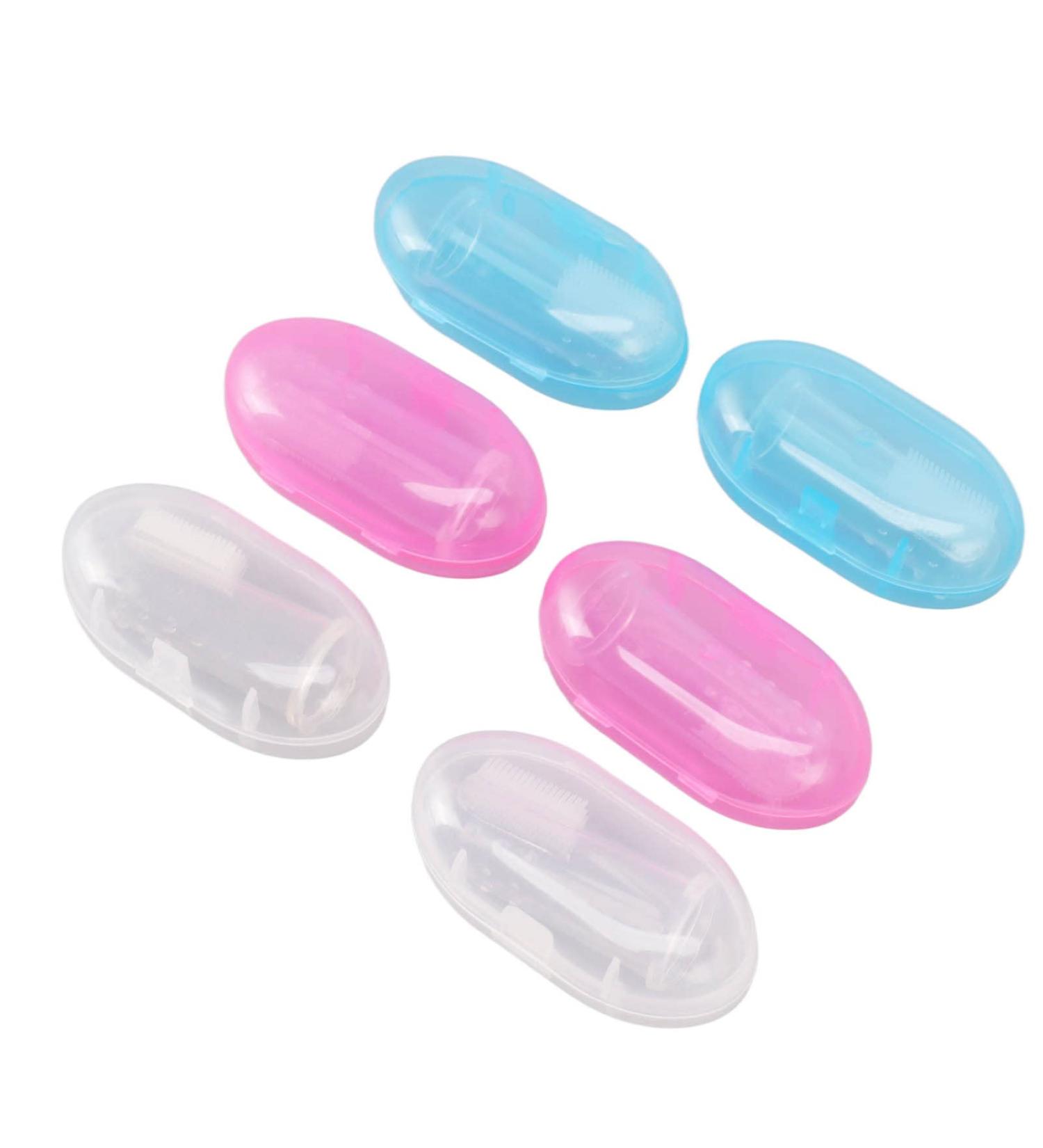 Baby Finger Toothbrush Set - Silicone Brushes for Infants & Toddlers | Pack of 6 with Storage Boxes - Early Oral Care - Buy Online on GoSupps.com