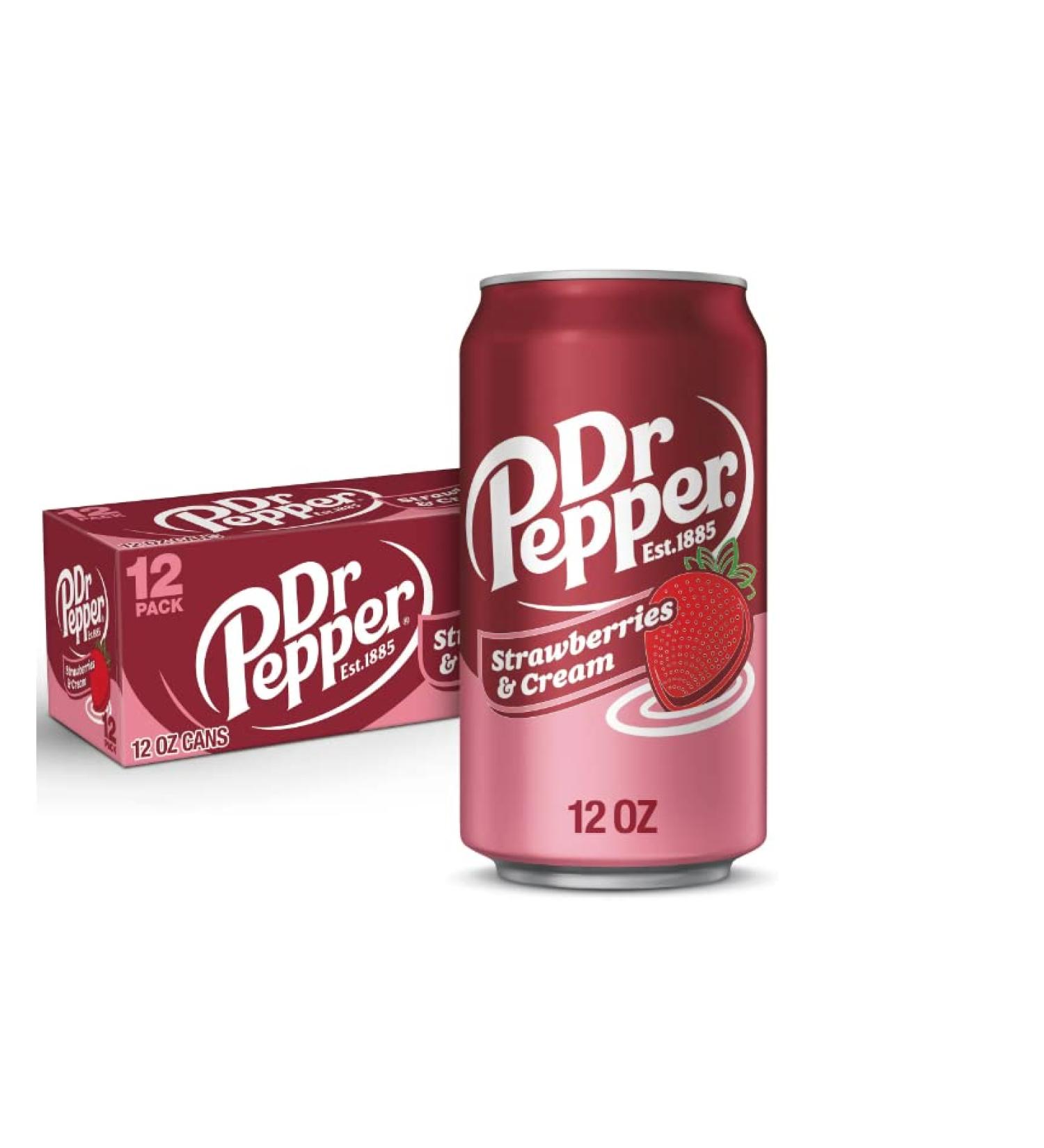 Dr Pepper Strawberries and Cream Soda 12 fl oz cans Pack of 12 - Buy Online on GoSupps.com