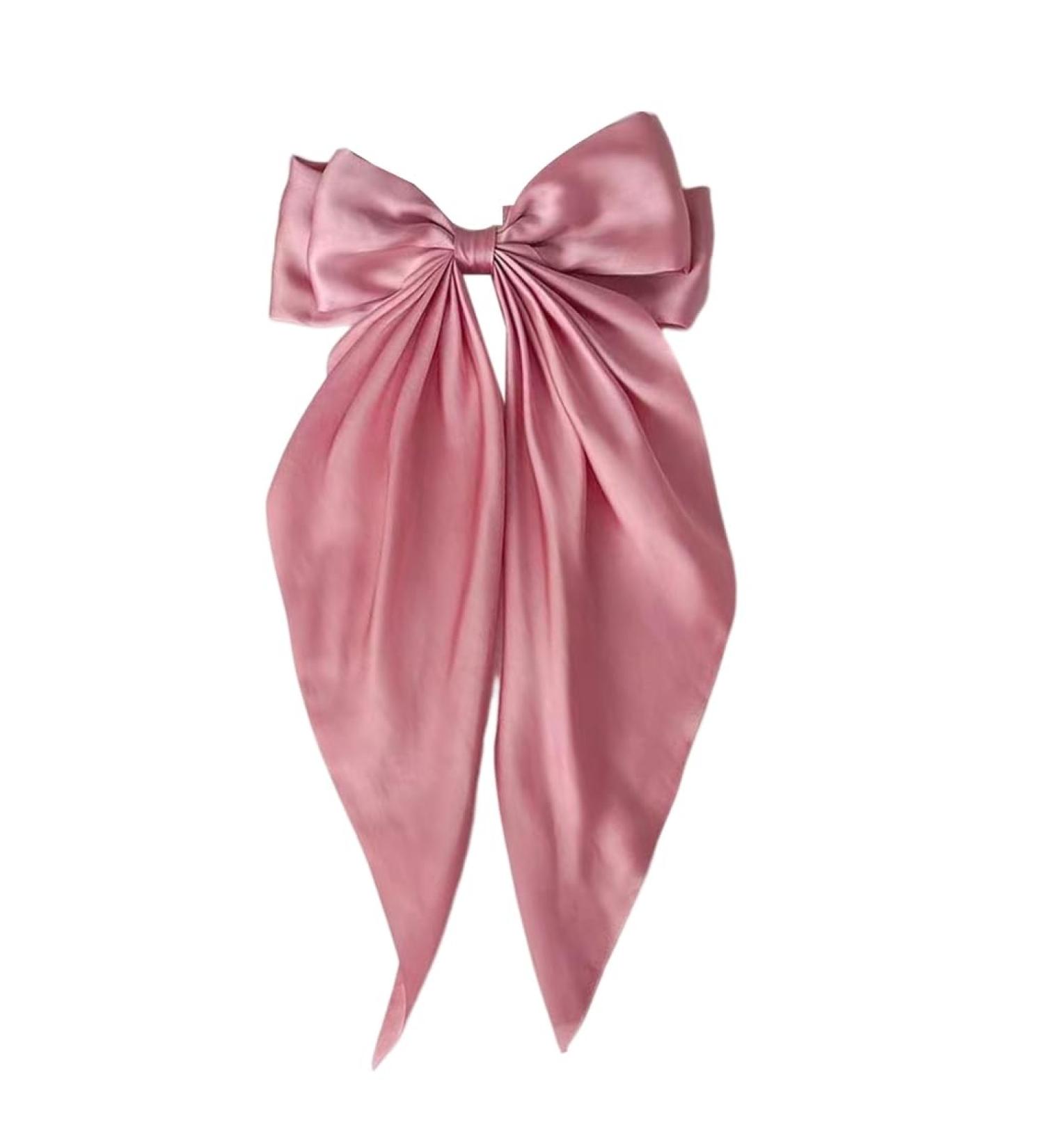 hgnxa Bow-Hair Clip Women Large knot Stain Hairpin Barrettes Girls Solid Color Ponytail Clip Hair Accessory Headwear Gift Pink - Buy Online on GoSupps.com