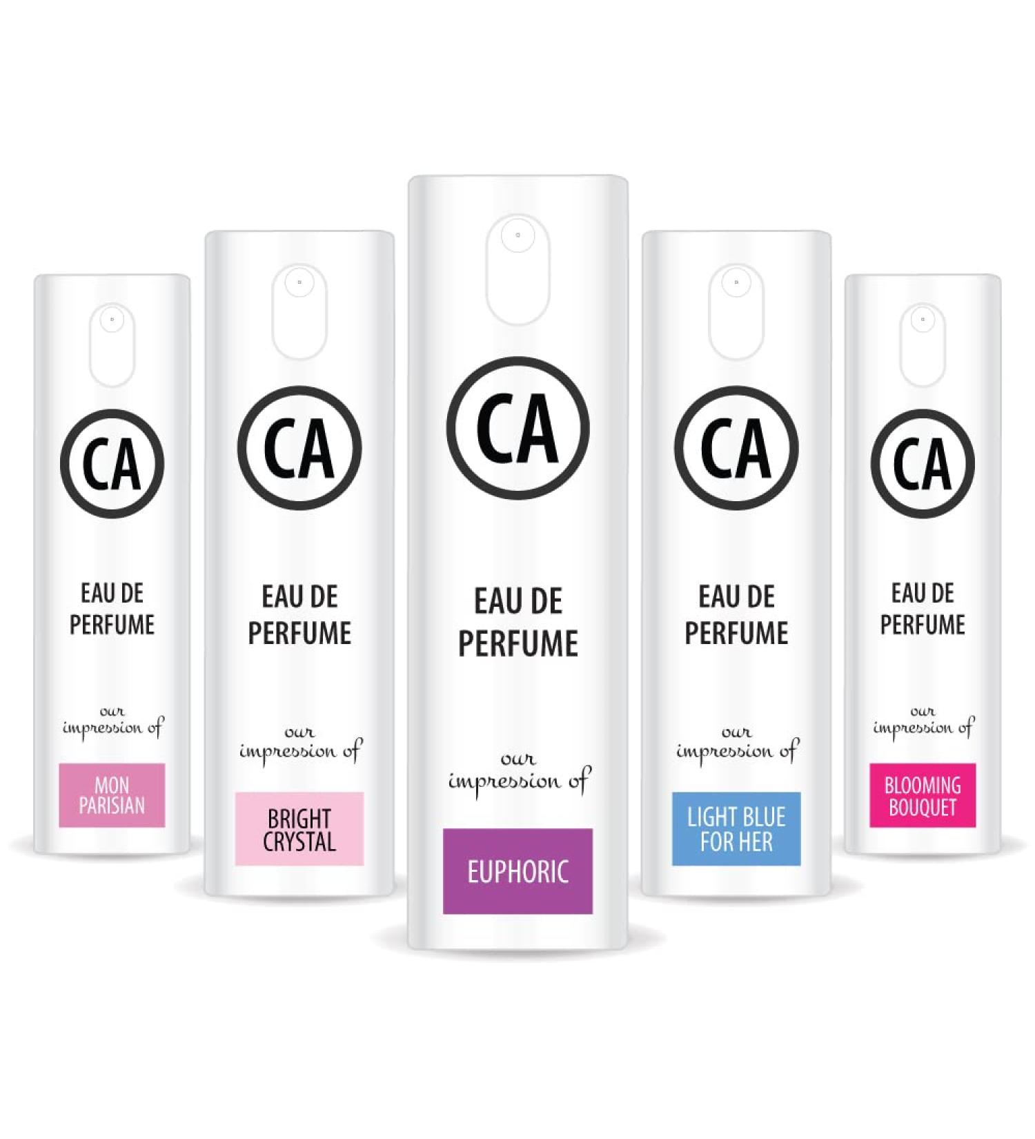 CA Perfume Best Summer Perfume Women Set Impression of (Light Blue + Bright Crystal + Blooming Bouquet + Euphoric + Mon Parisian) Fragrance Sample Travel Size Parfum Sprayer (0.3 Fl Oz/10 ml) x5 - Buy Online on GoSupps.com