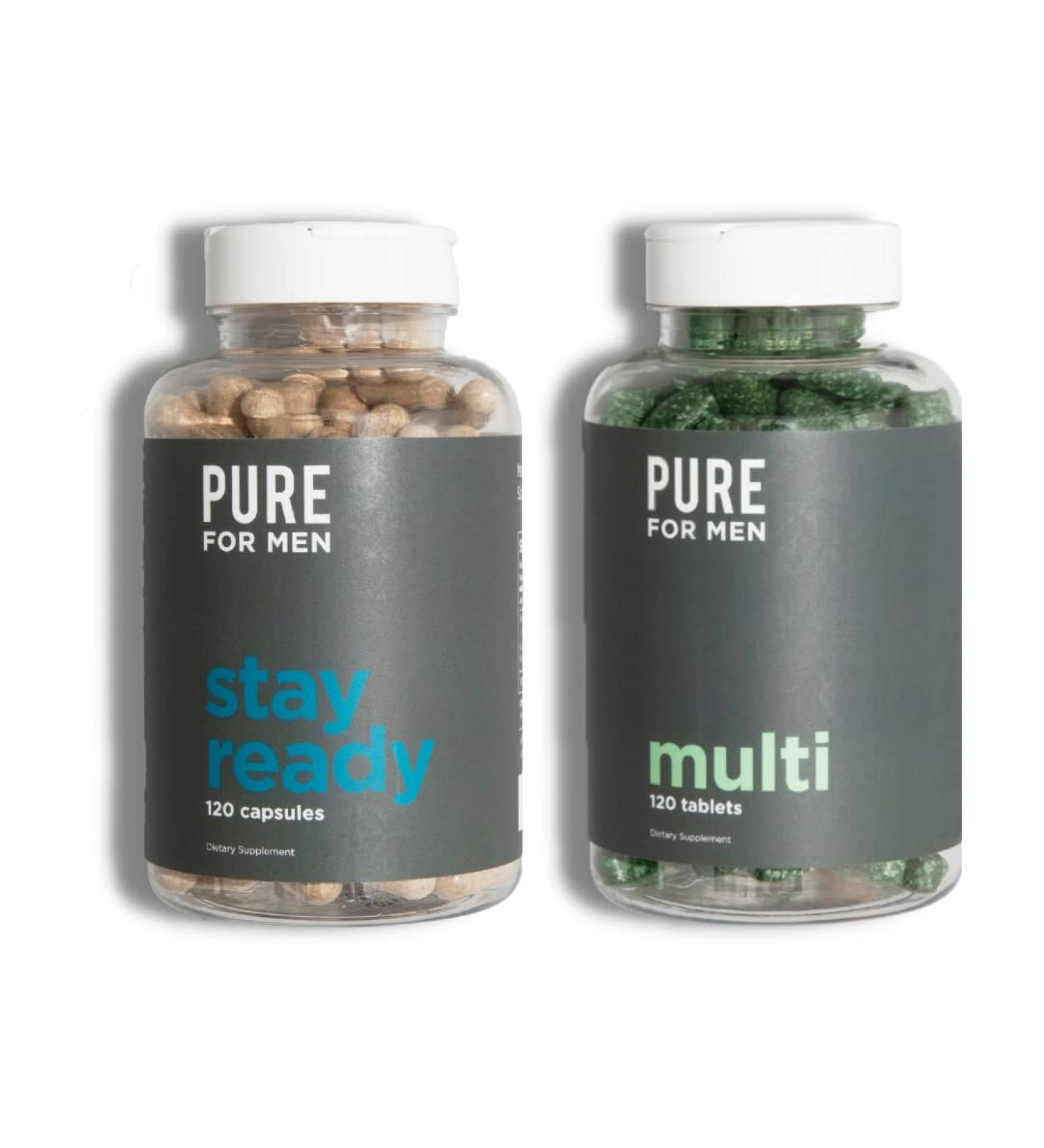 Pure for Men Original Vegan Cleanliness Fiber Supplement 120 Capsules and Vegan Multivitamin 120 Capsules - Buy Online on GoSupps.com