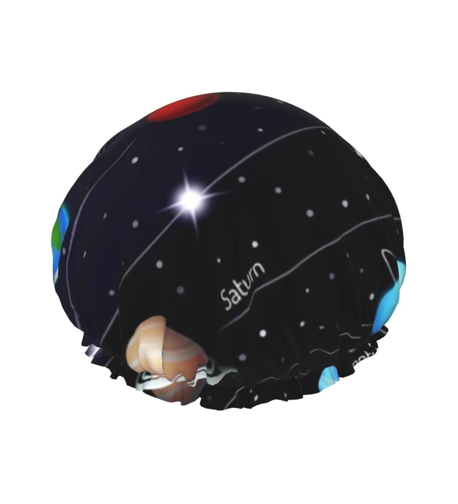 Outer Space Solar System Printed Shower Cap | Waterproof Reusable Bath Cap for Women, Men, Boys, and Girls | Spa Salon Essential - Buy Online on GoSupps.com