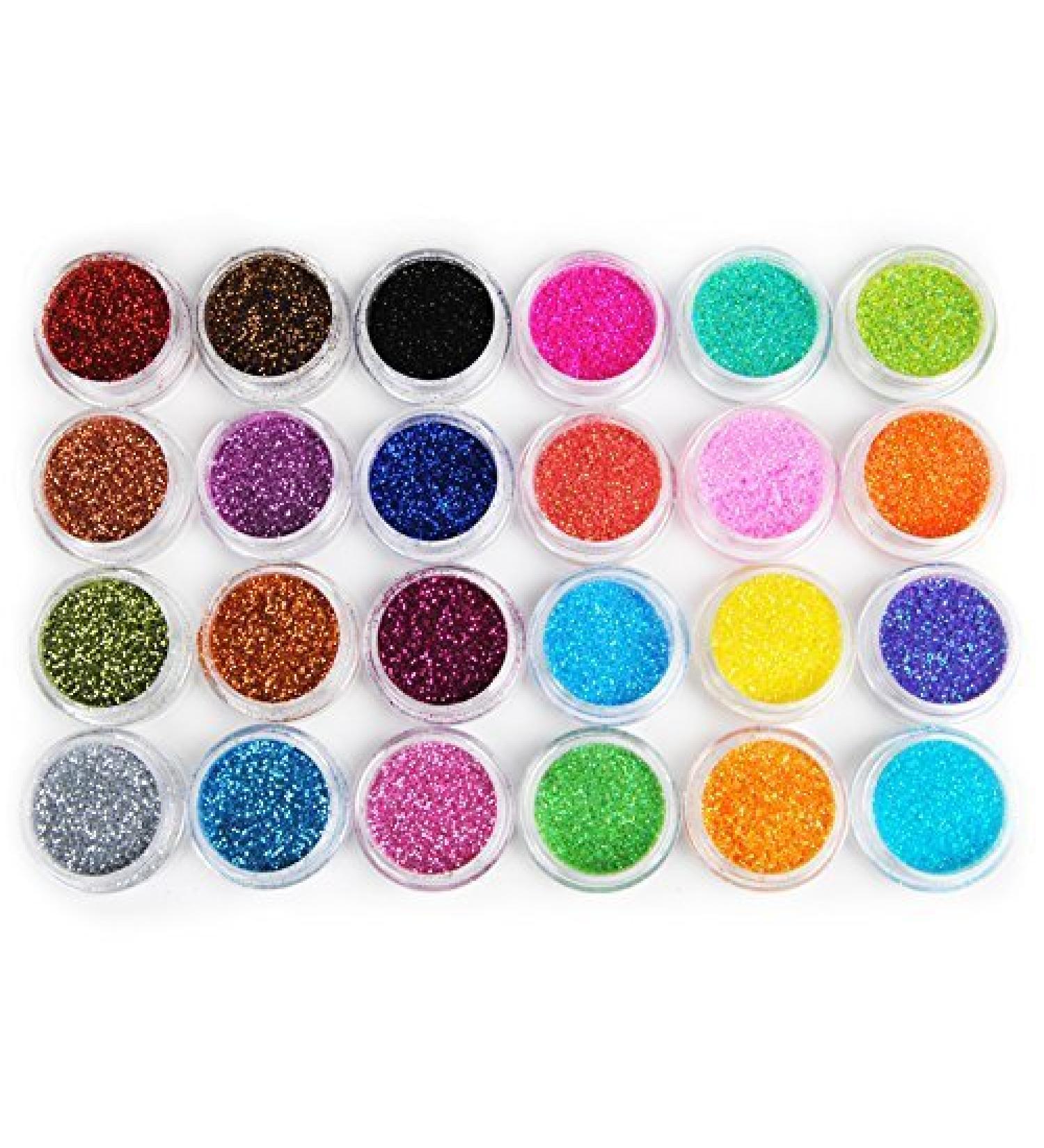 Fashion Gallery 24 Colors Glitter Powder Dark Glitter Powder Nail Art Glitter Dust Set