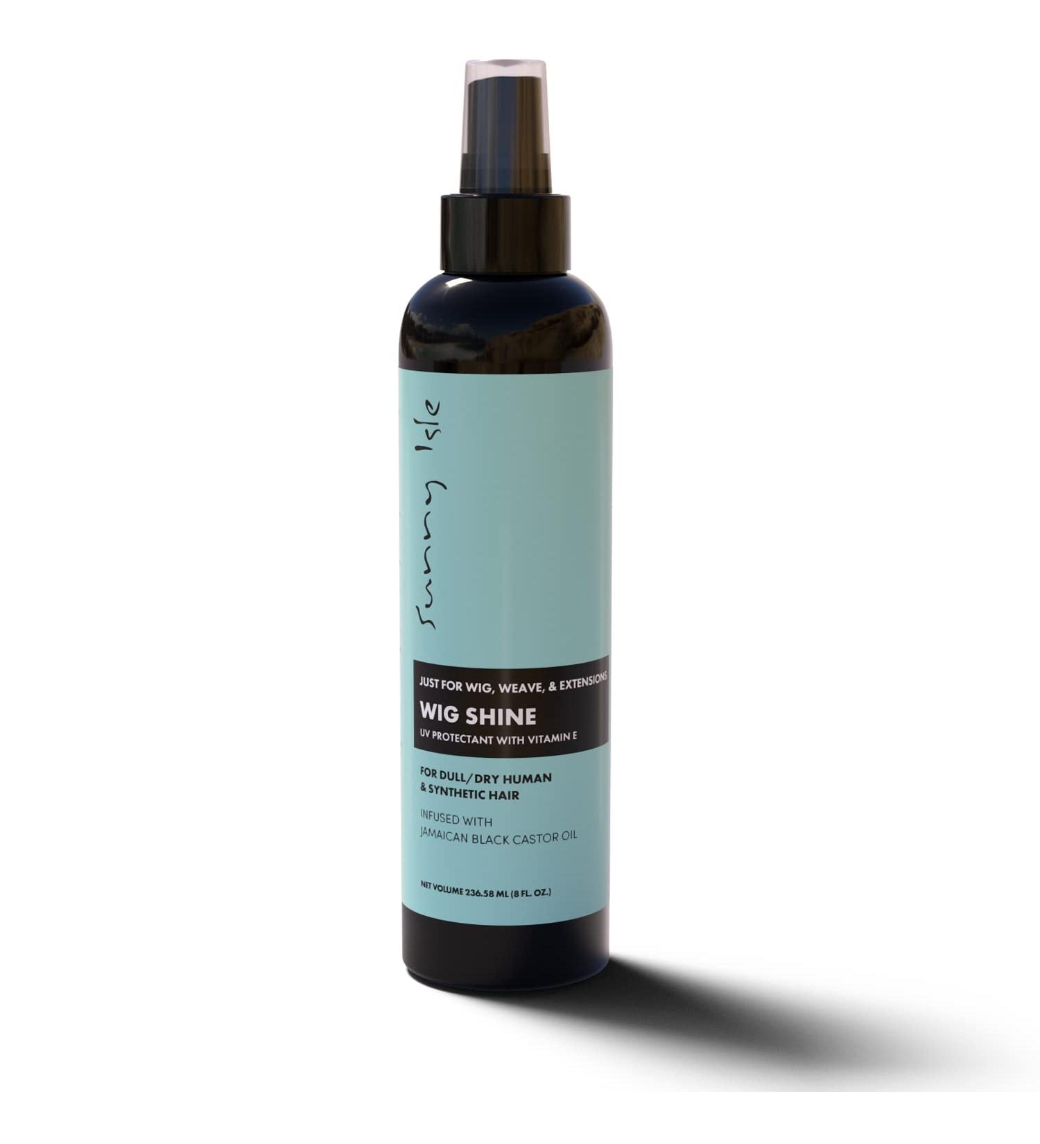 Sunny Isle Just for Wig Weave Braid & Extensions Wig Shine 8oz | For Synthetic & Natural Hair | UV Protectant with Vitamin E Jamaican Black Castor Oil | High Shine Finishing Spray - Buy Online on GoSupps.com