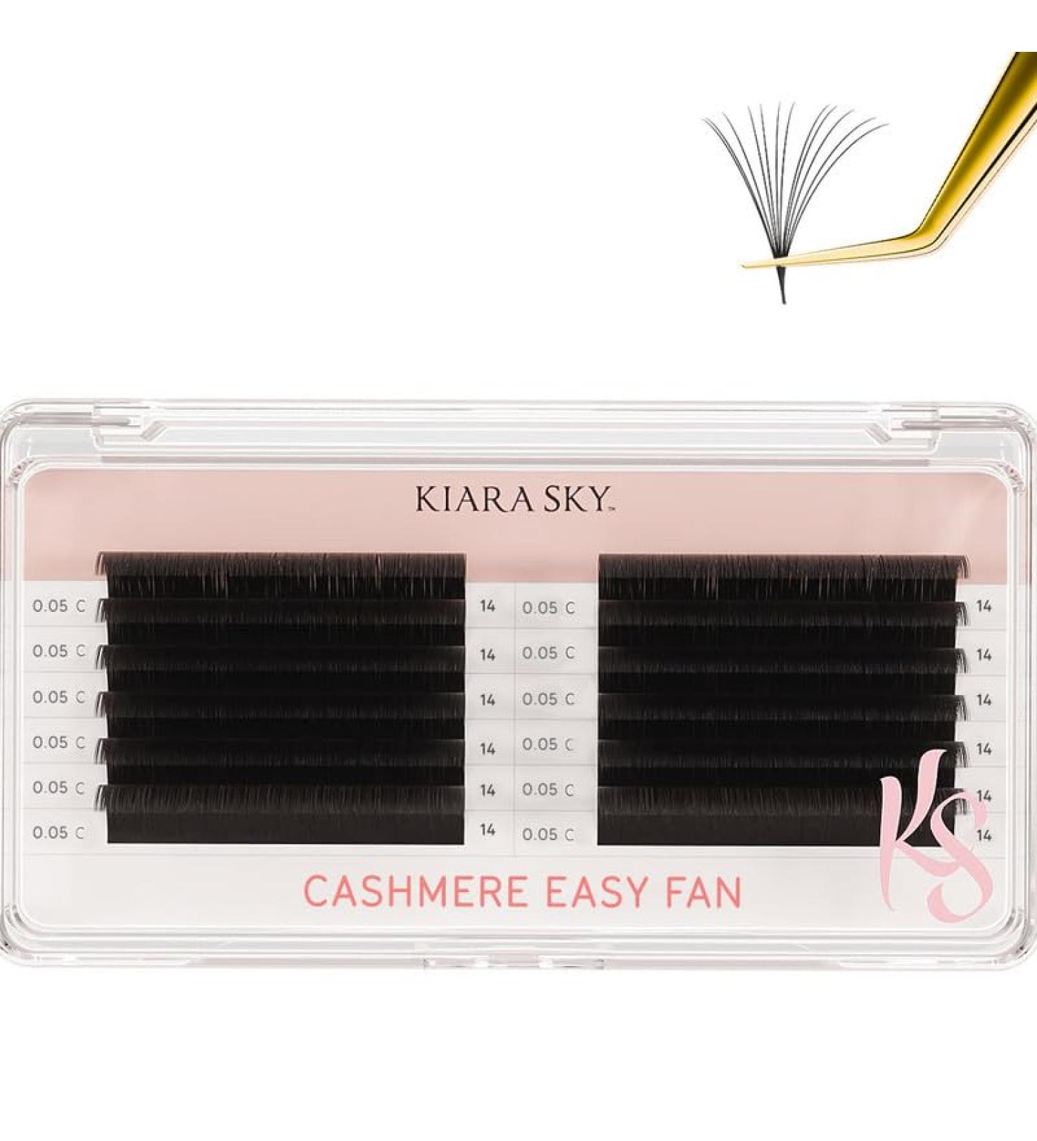 Buy KIARA SKY LASH Premium Cashmere Easy Fan Lash Extensions - Soft Semi-Matte Finish | Professional Use | Black C-0.05 14MM - Buy Online on GoSupps.com