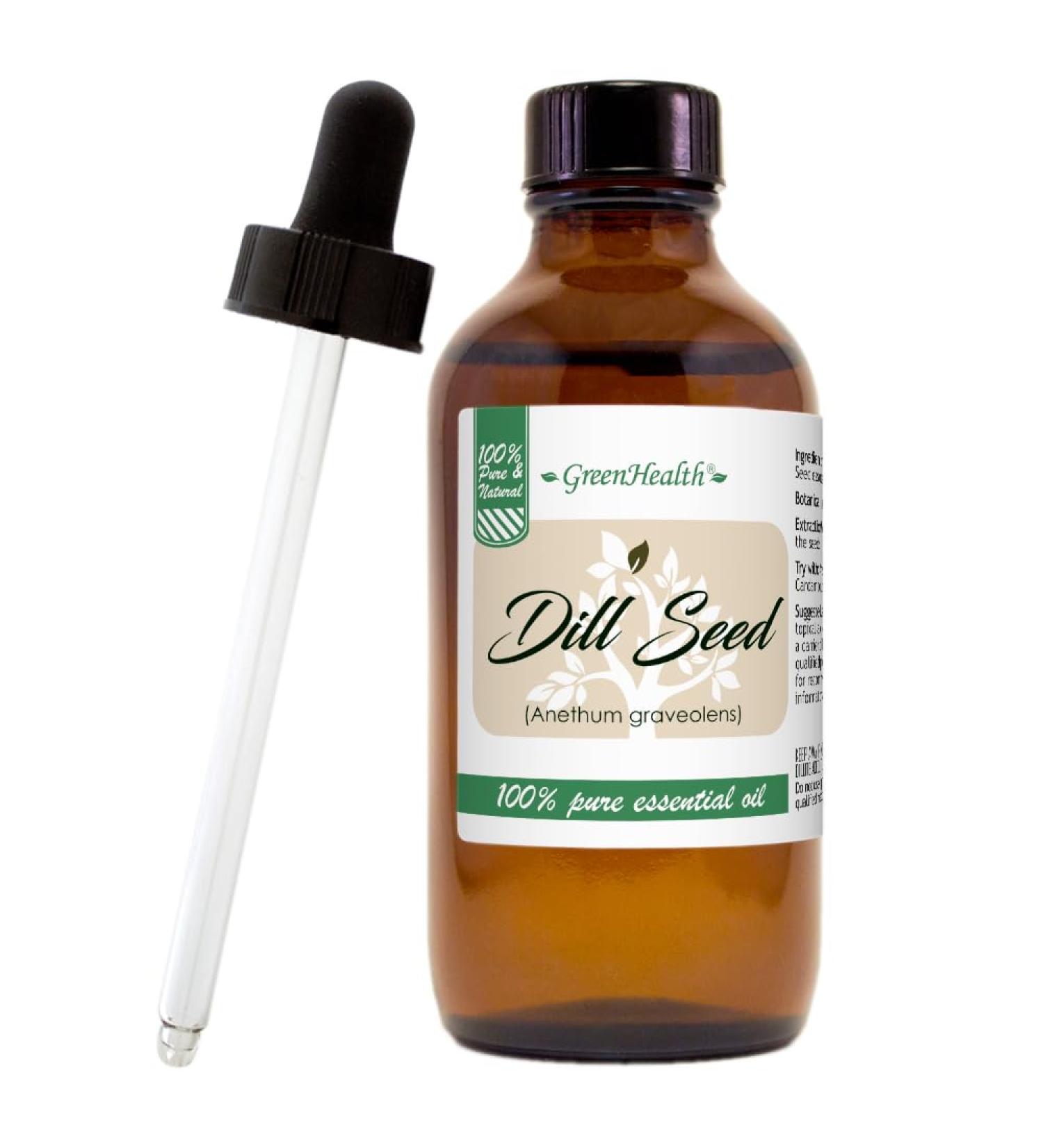 Dill Seed 4 fl oz (118 ml) Glass Bottle w/Glass Dropper 100% Pure Essential Oil GreenHealth - Buy Online on GoSupps.com
