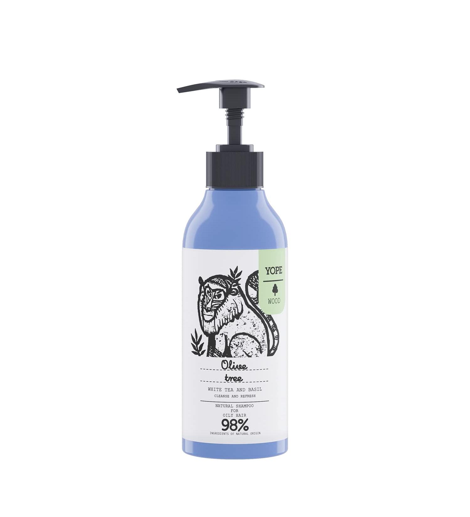 YOPE Champ | Para Cabello Graso | Olive | Para Uso Diario | Regula Gl ndulas Seb ceas | 98% Natural Ingredients | Formula Vegana | Olivo T Blanco y Albahaca | 400ml - Buy Online on GoSupps.com