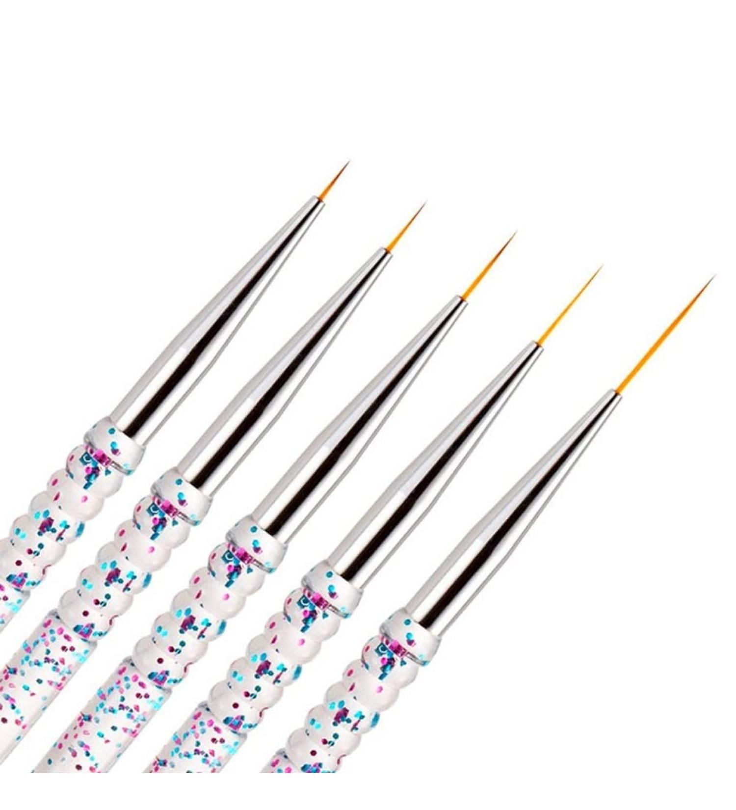 SQULIGT 5Pcs Nail Art Liner Brushes Set - Thin Nail Gel Polish Painting Drawing Pen (7/9/11/15/18mm) - Buy Online on GoSupps.com