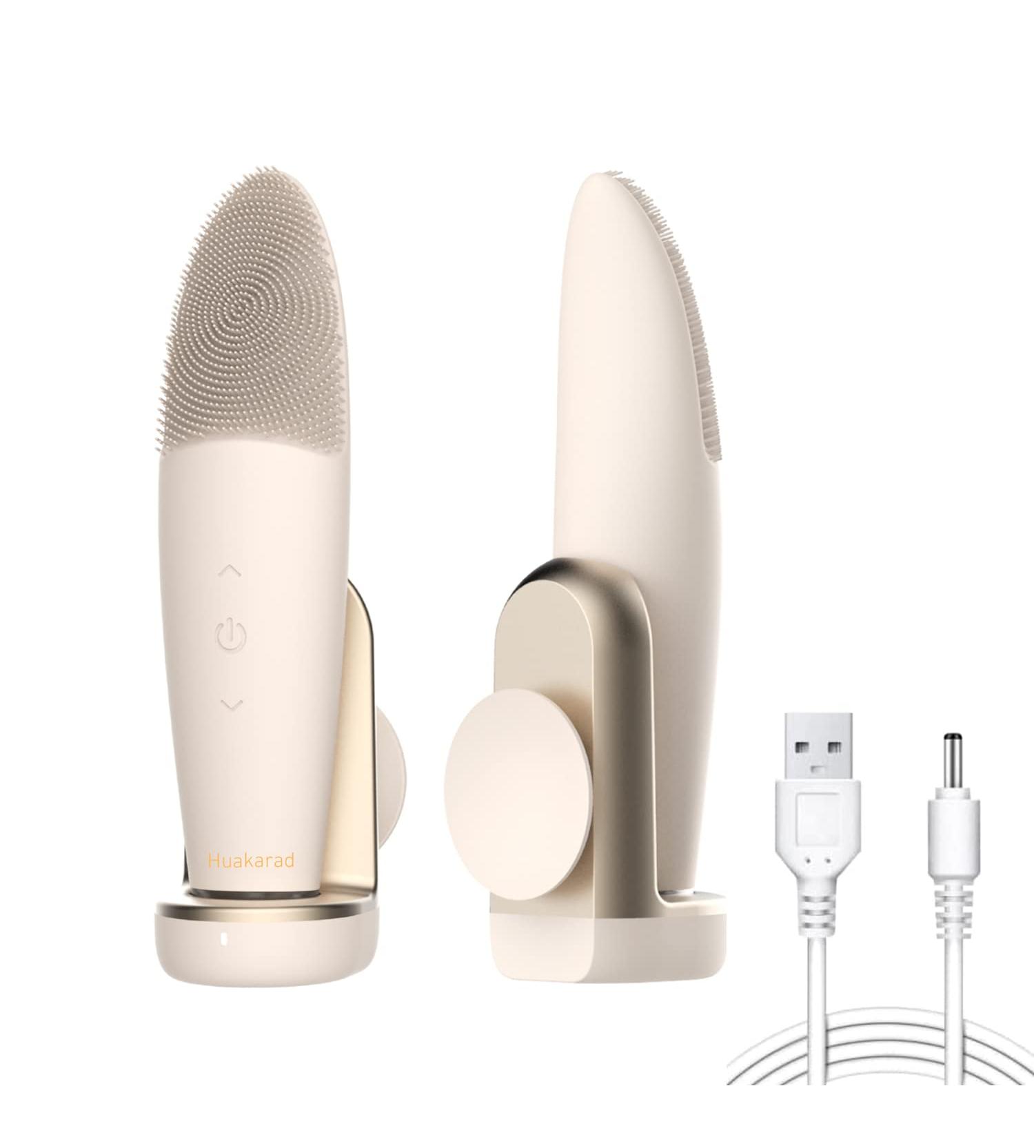 Orange White Face Cleansing Brush for All Areas of Face | Facial Scrubber for Exfoliating | Induction Charging Included - Buy Online on GoSupps.com