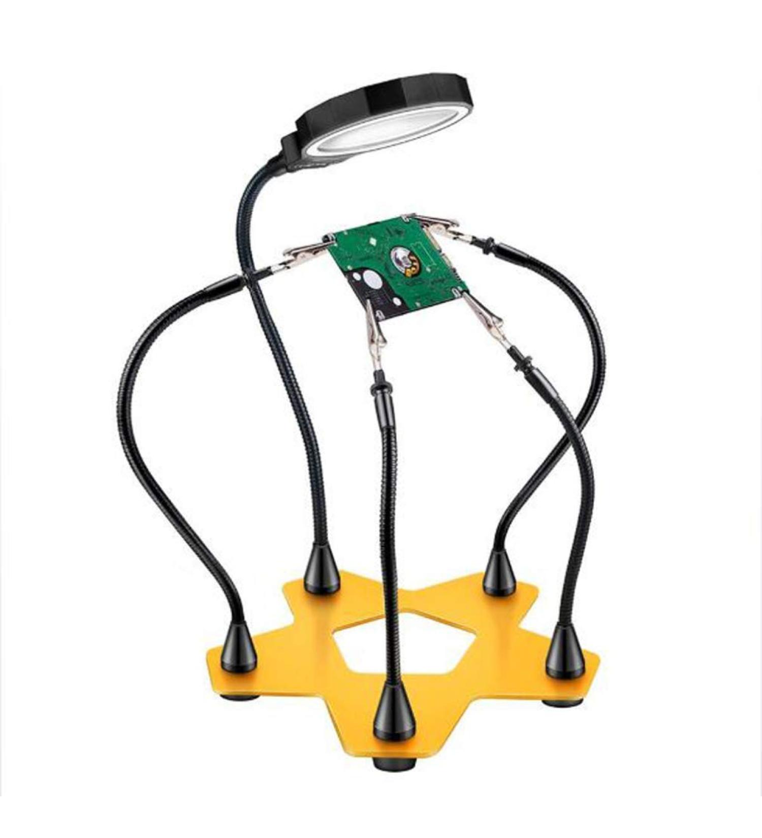 Magnifier Adjustable Magnifier Loupe Lamp Illuminated Led Third Hand Magnifying Glass with Light and Stand Hands Free with Auxiliary Clips and Soldering Iron Stand for Repairing/in - Buy Online on GoSupps.com